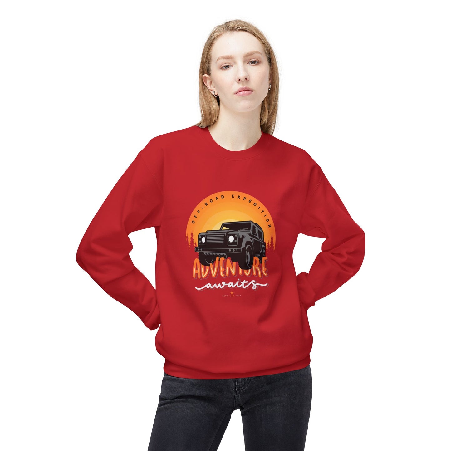 Adventure Awaits - Unisex Midweight Softstyle Fleece Crewneck Sweatshirt - 10744