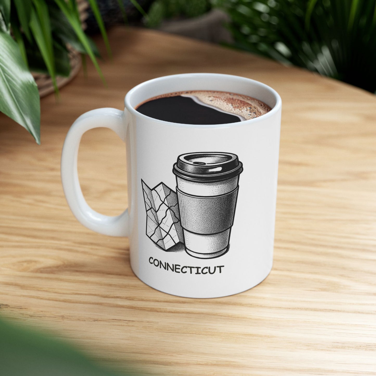 "In Connecticut, we don’t need maps, we just need caffeine to get us through the day." Ceramic Mug - 13878