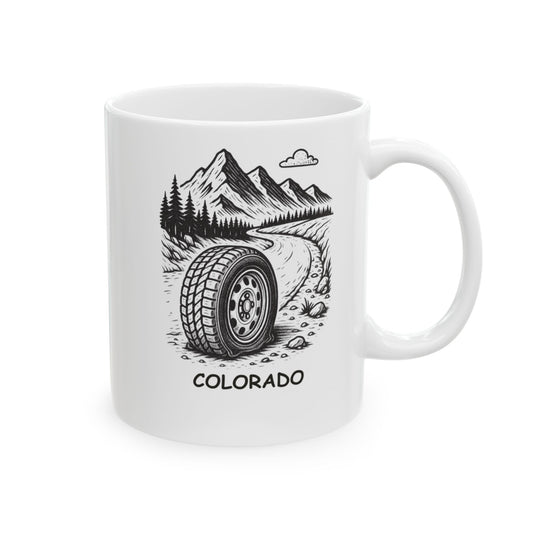 "Colorado: Where the only thing ‘flat’ is your tire after you take the mountain road." Ceramic Coffee Mug - 13465