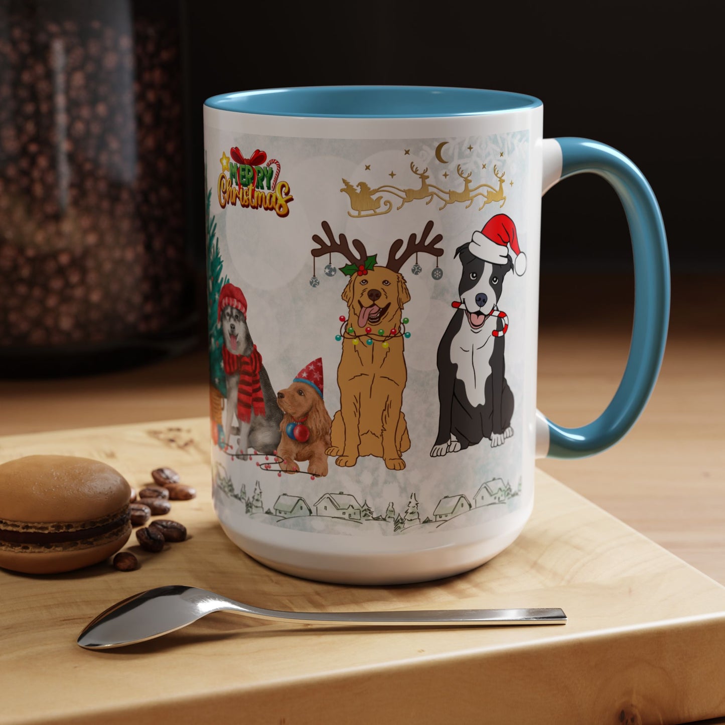 Merry Christmas Dogs - Accent Coffee Mug (11, 15oz)