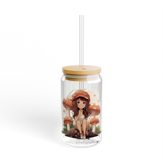 Adventures with Mushroom Girl,  Customizable - Sipper Glass, 16oz - 10981