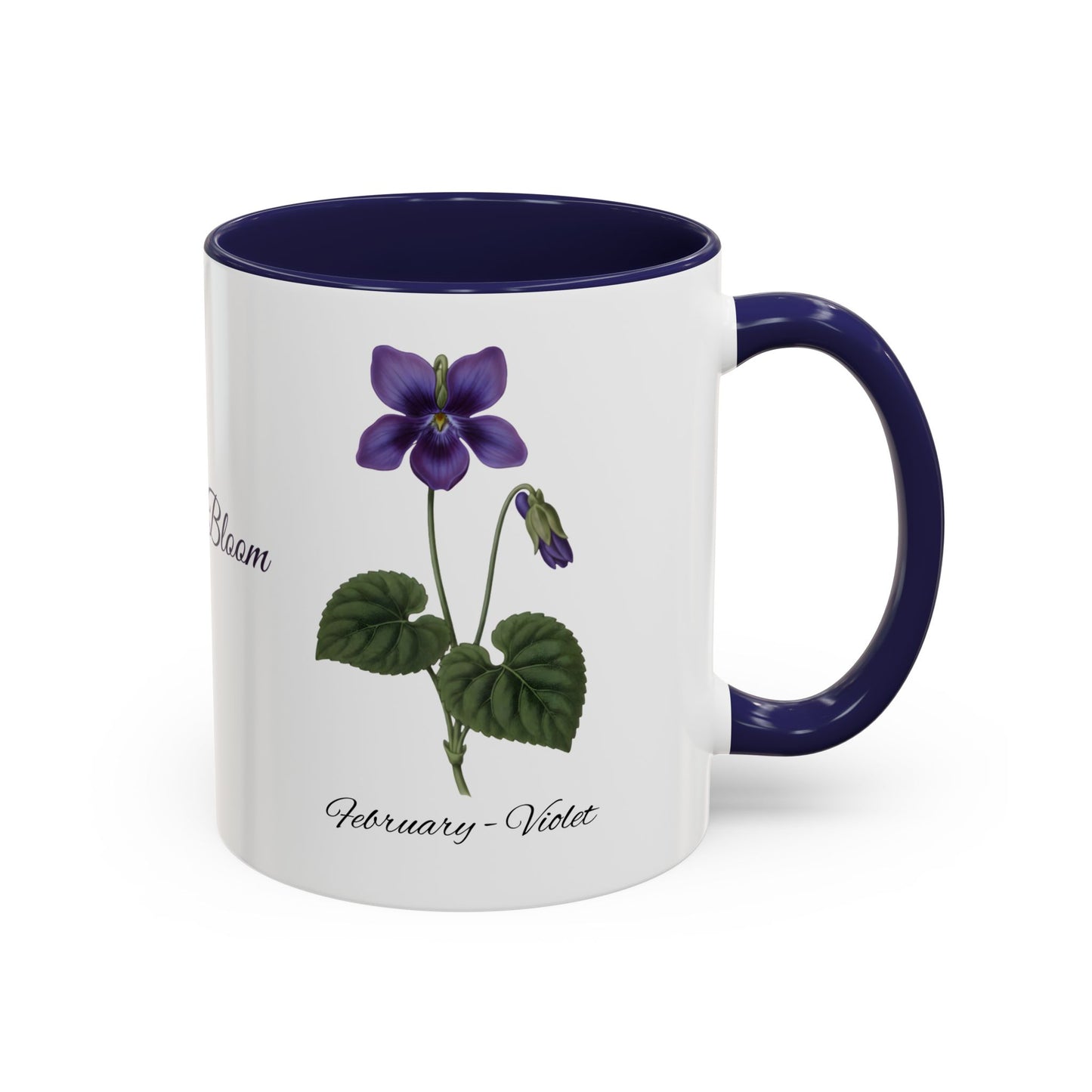 February Birth Flower Violet Mug – Personalized Name Coffee Cup - 14695