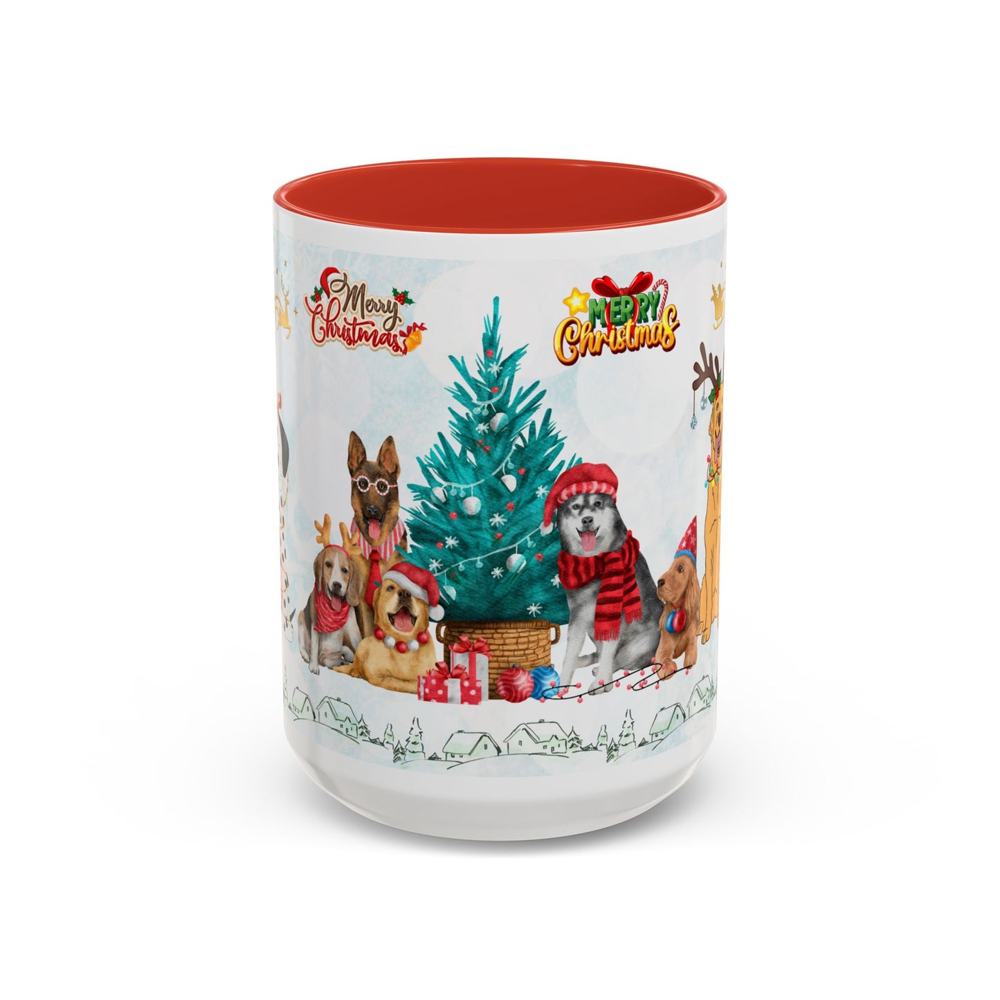 Merry Christmas Dogs - Accent Coffee Mug (11, 15oz)