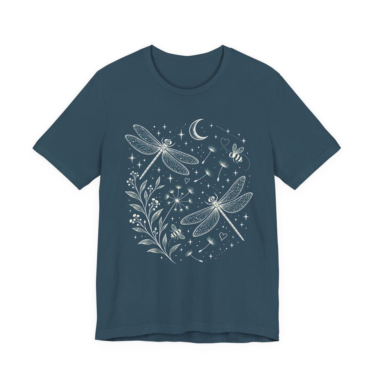 Dragonfly Moon T-Shirt, Whimsical Celestial Nature Tee - 14518