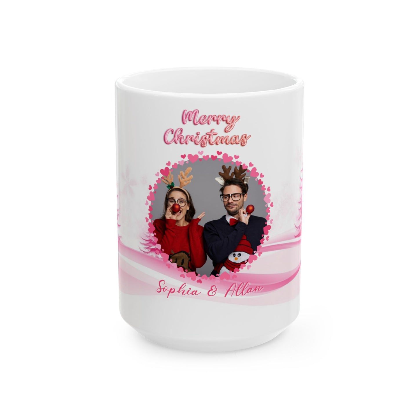 Sophia & Allan, Merry Christmas, For Couple, Customizable -  Ceramic Mug, (11oz, 15oz) - 10151