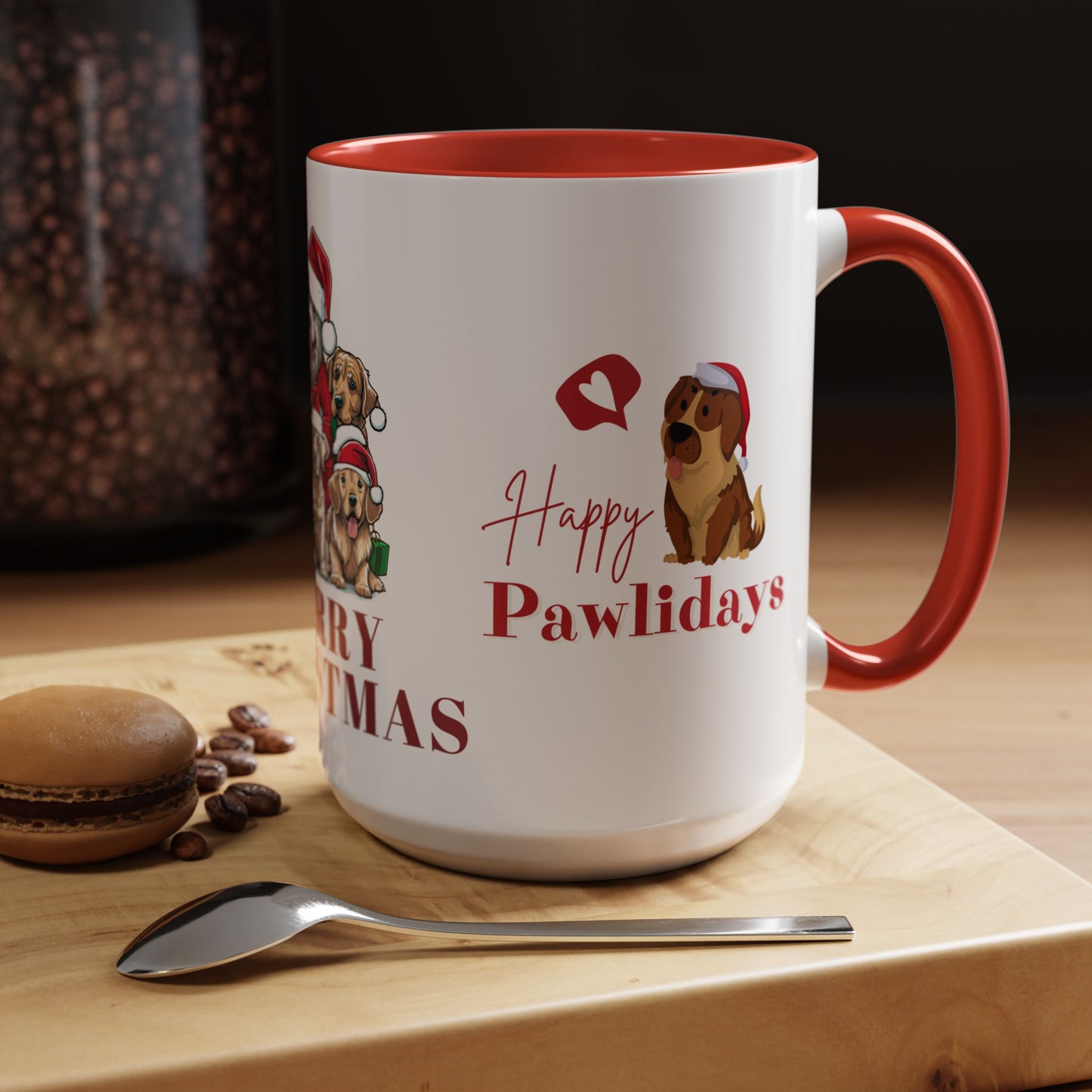 Dogs, Merry Christmas - Accent Coffee Mug (11, 15oz)