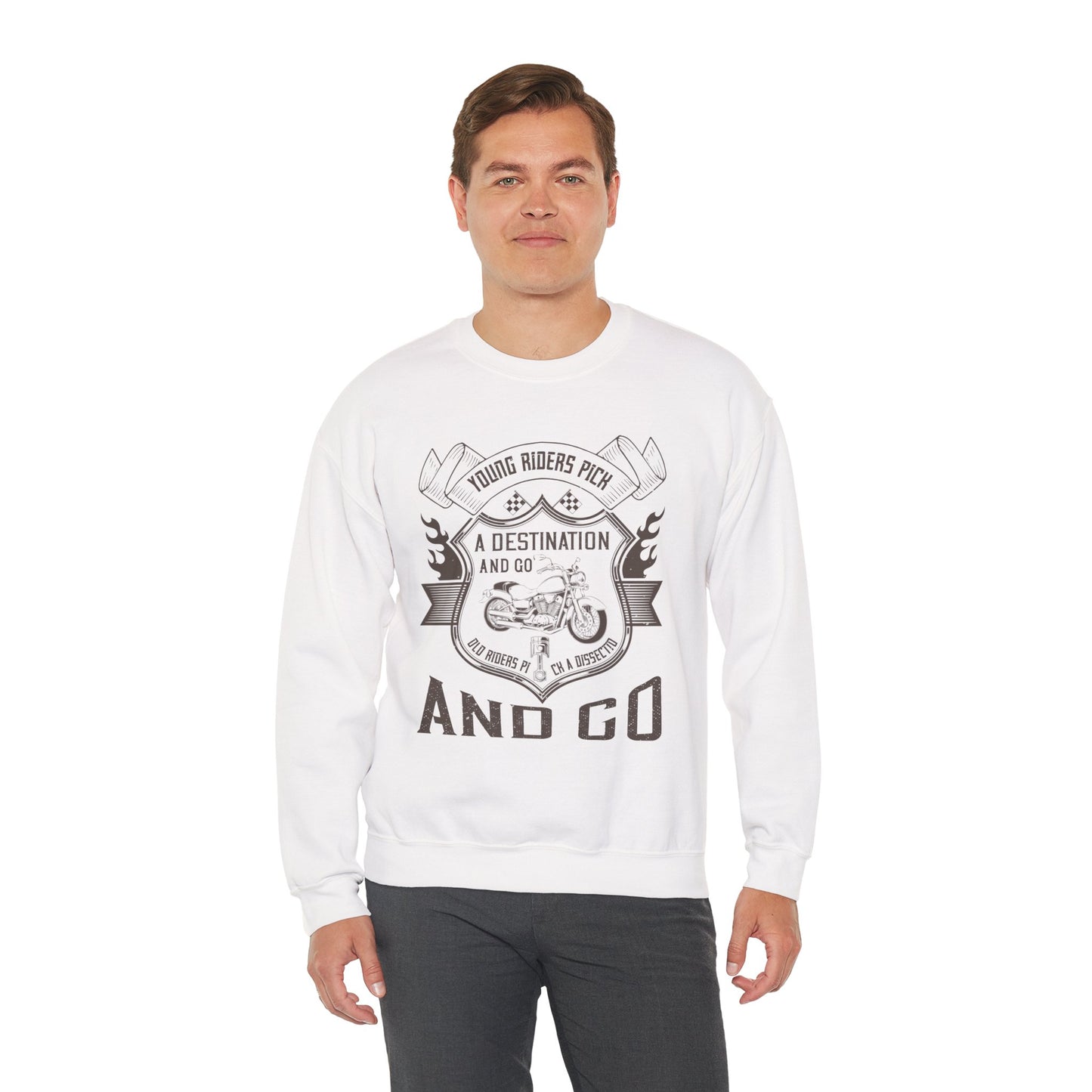 Young Riders Pick a Destination and Go, Old Riders Pick a Dissection and Go - Unisex Heavy Blend™ Crewneck Sweatshirt - 12328