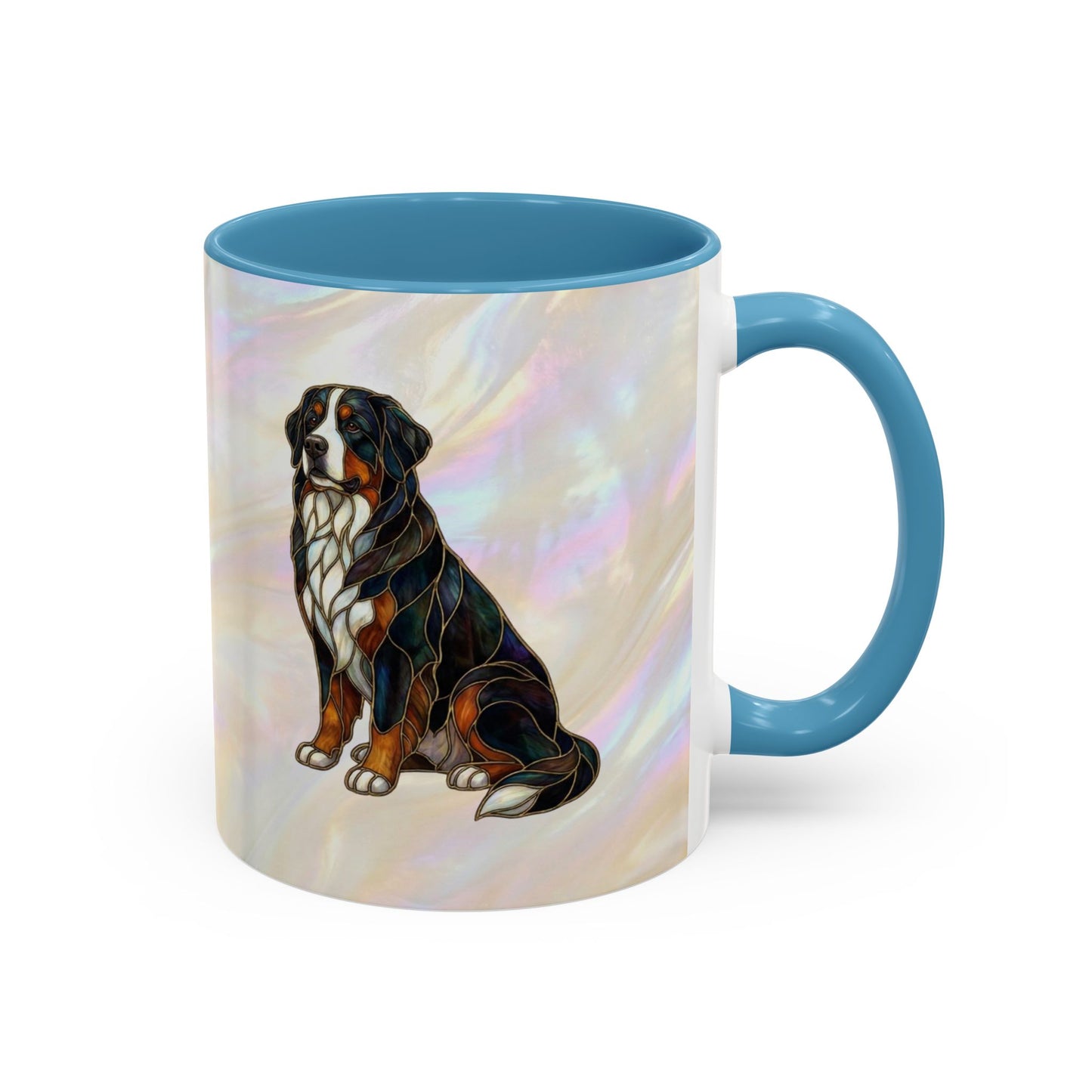 Bernese Mountain Dog Accent Coffee Mug — Stained Glass Design (11/15 oz) - 14617