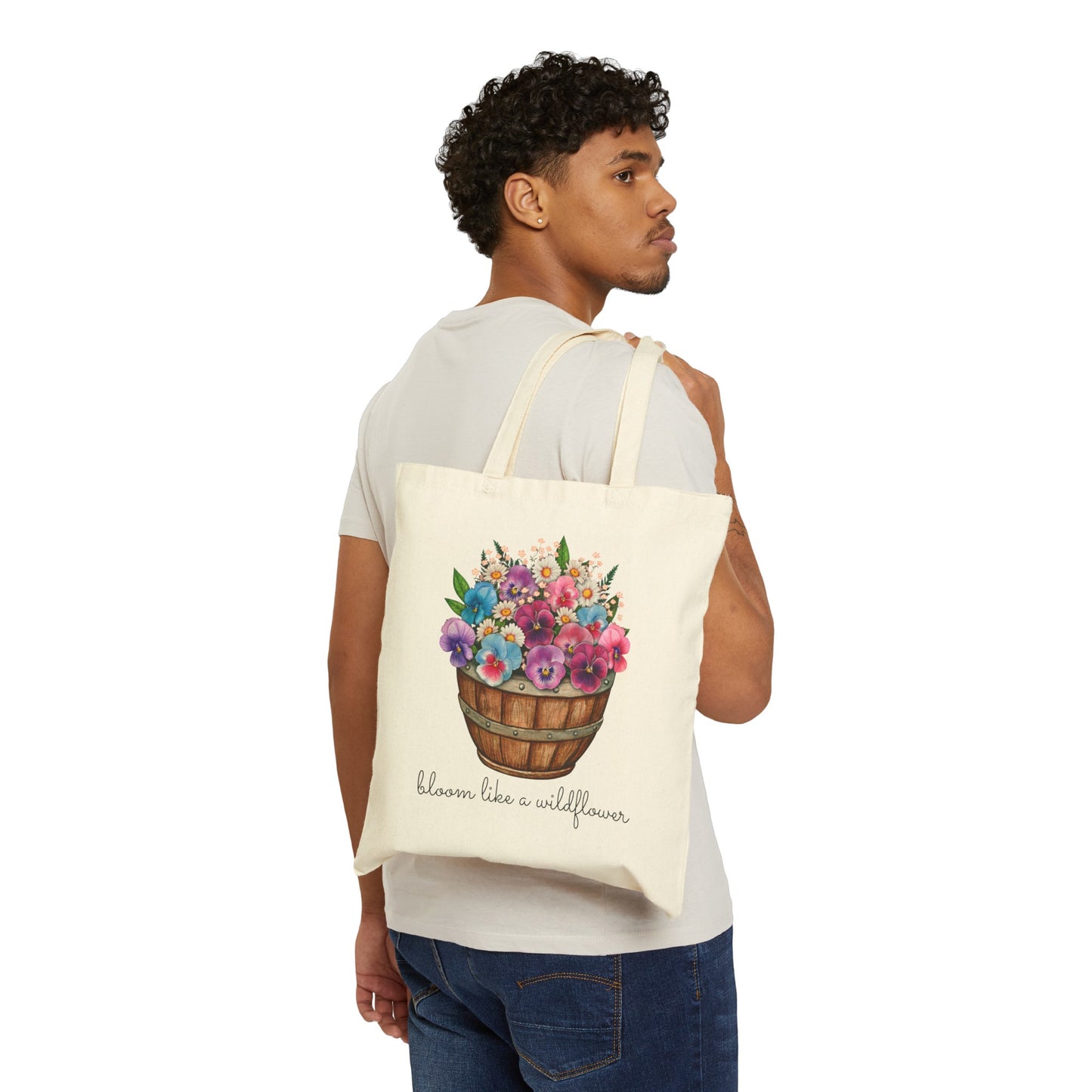 Wildflower Bliss: Eco-Friendly Cotton Canvas Tote Bag for Sustainable Style