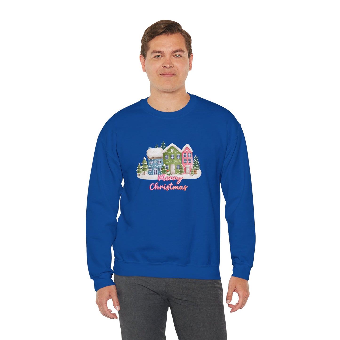 Merry Christmas, Houses - Unisex Heavy Blend™ Crewneck Sweatshirt - 10136