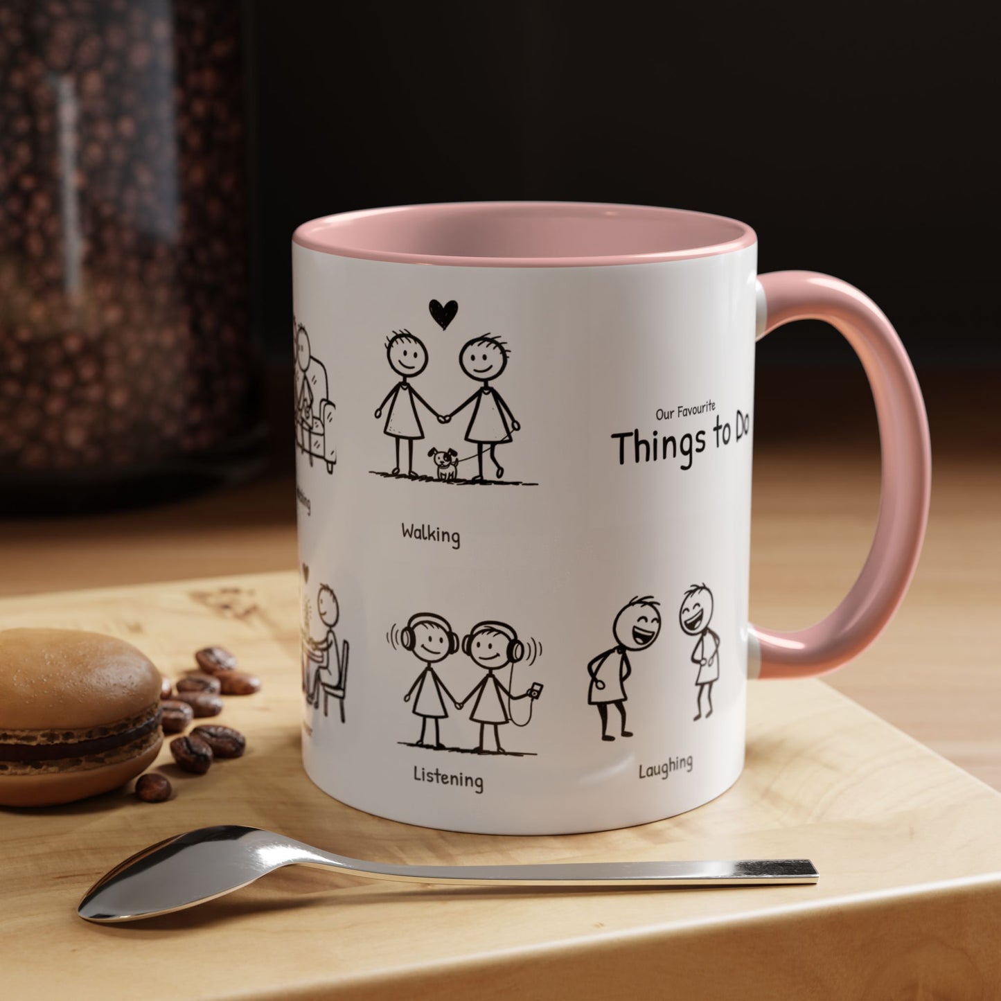 Our Favorite Things to Do Valentine’s Mug – Cozy Couples Illustrated Accent Coffee Mug - 14705