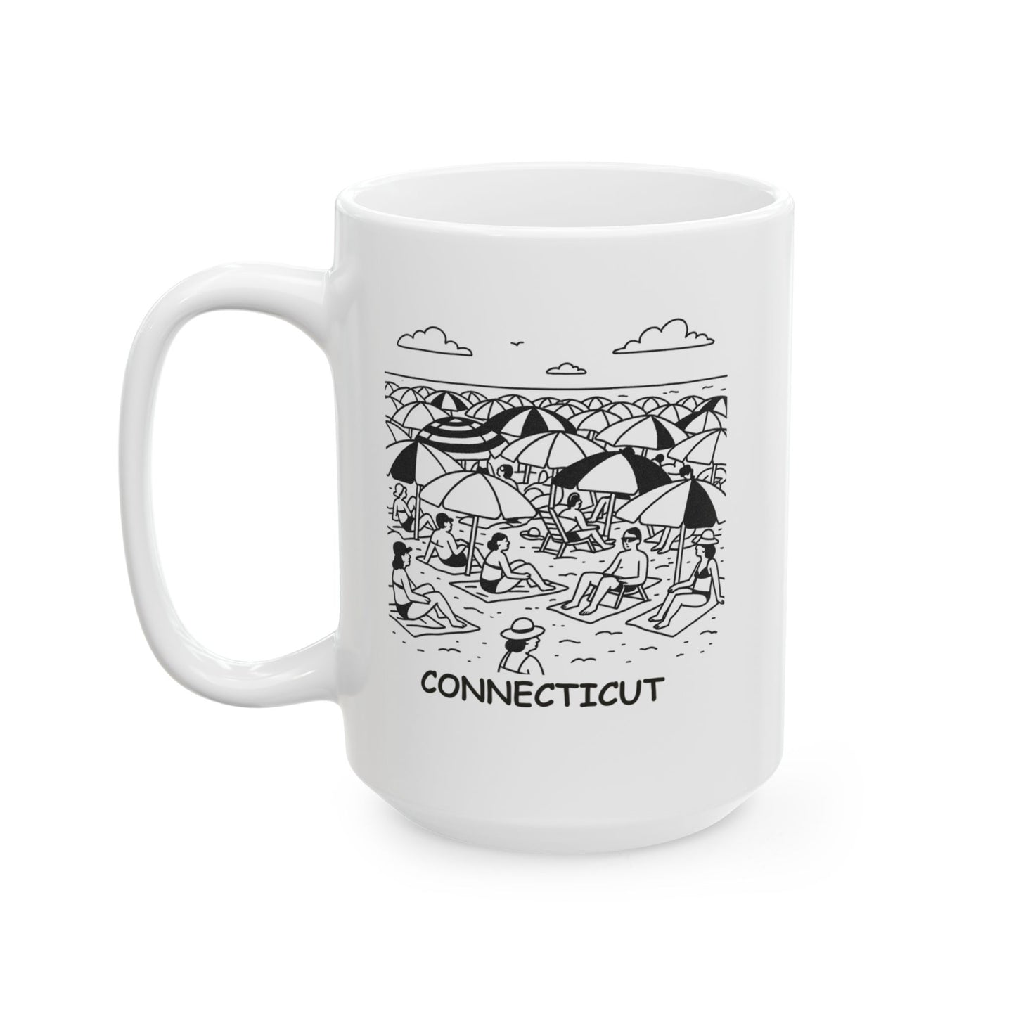 "Connecticut: Where finding a spot on the beach is harder than finding your keys." Ceramic Mug - 13885