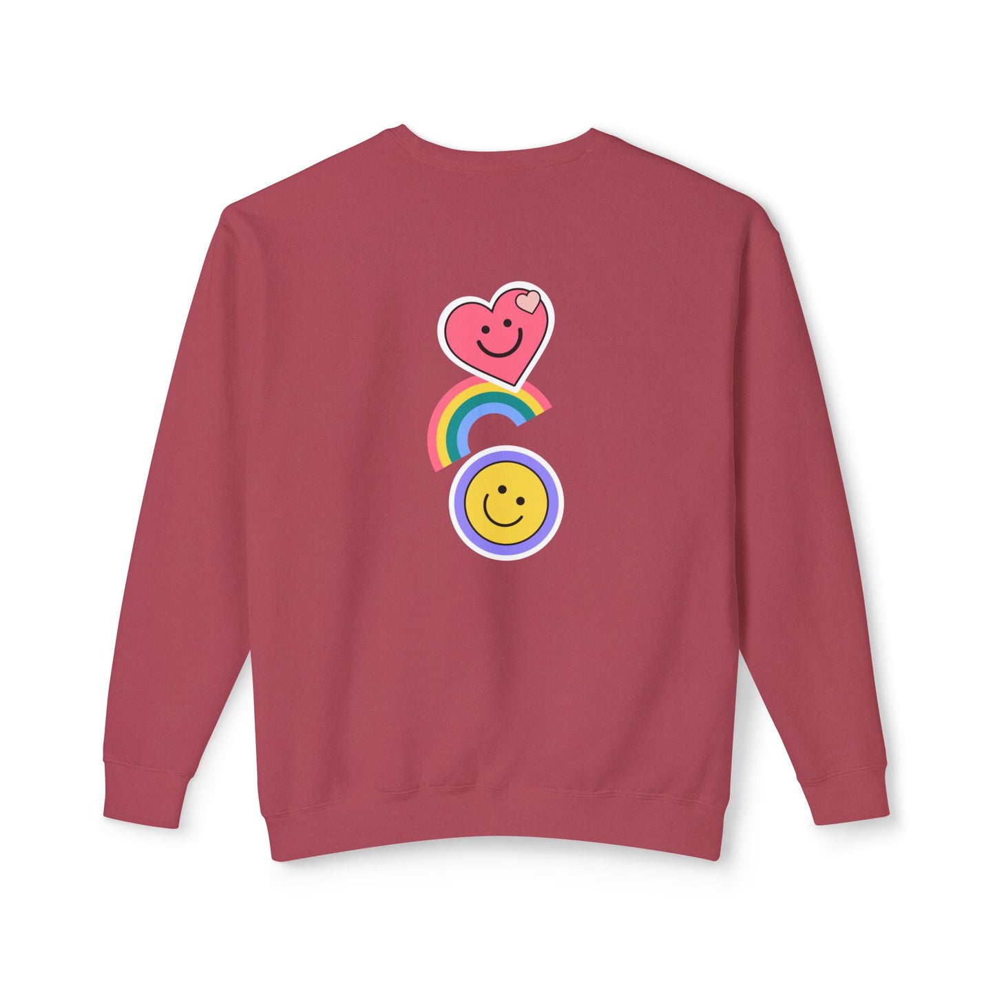 Flowers, Heart, Rainbow, Happy Face - Unisex Lightweight Crewneck Sweatshirt - 11485