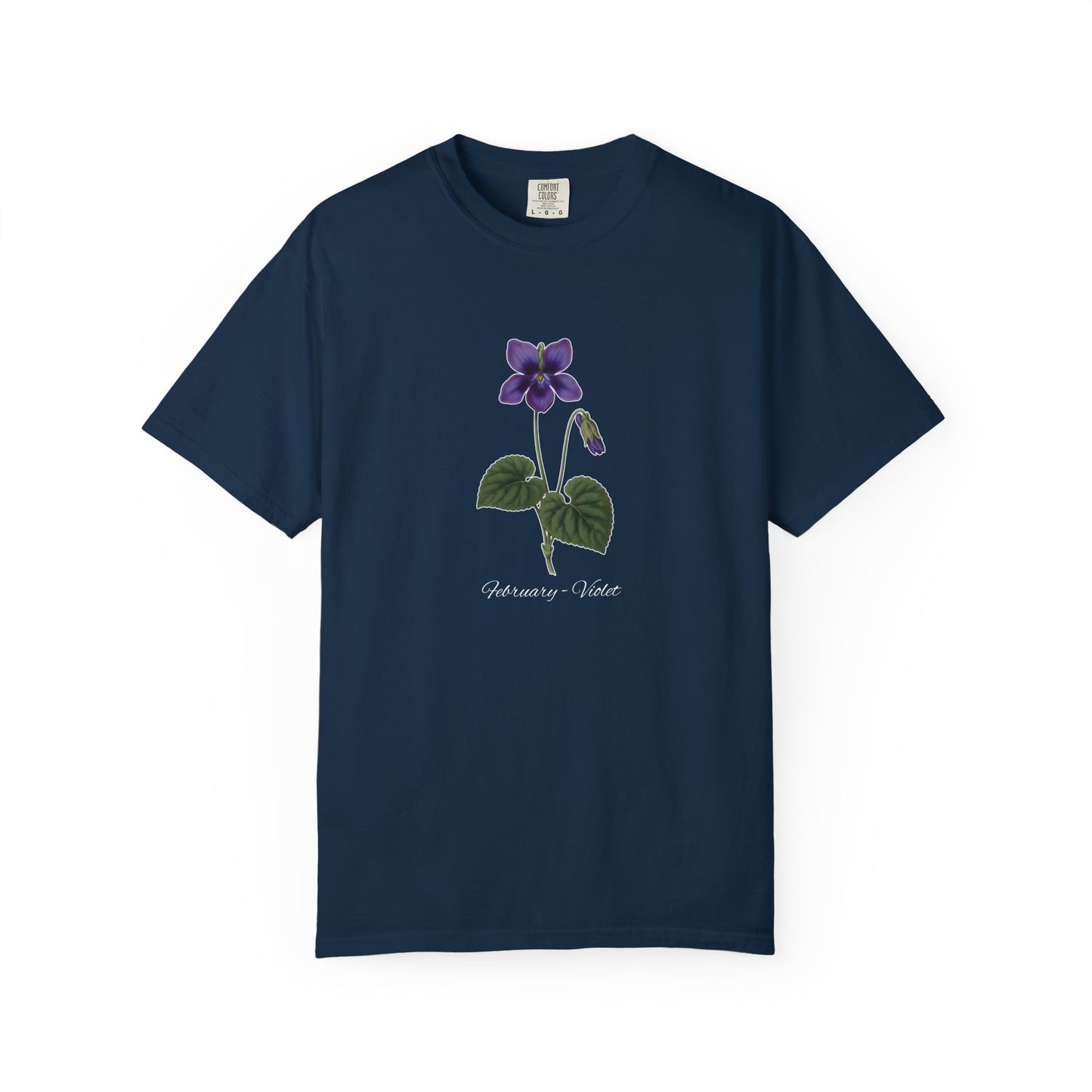 February Birth Flower Violet T-Shirt – Heavyweight Garment-Dyed Tee - 14700