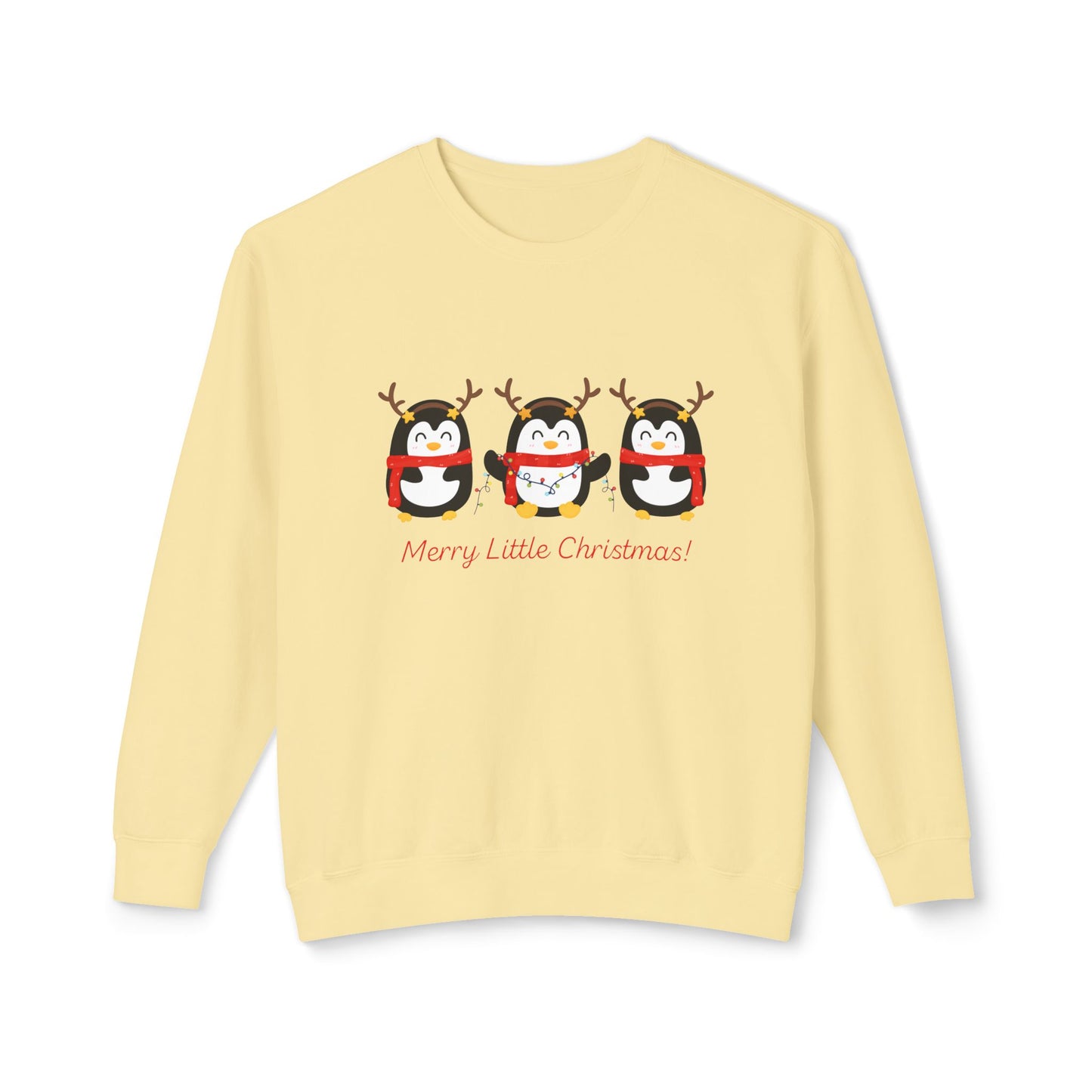 Penguins, Merry Little Christmas - Unisex Lightweight Crewneck Sweatshirt - 10531