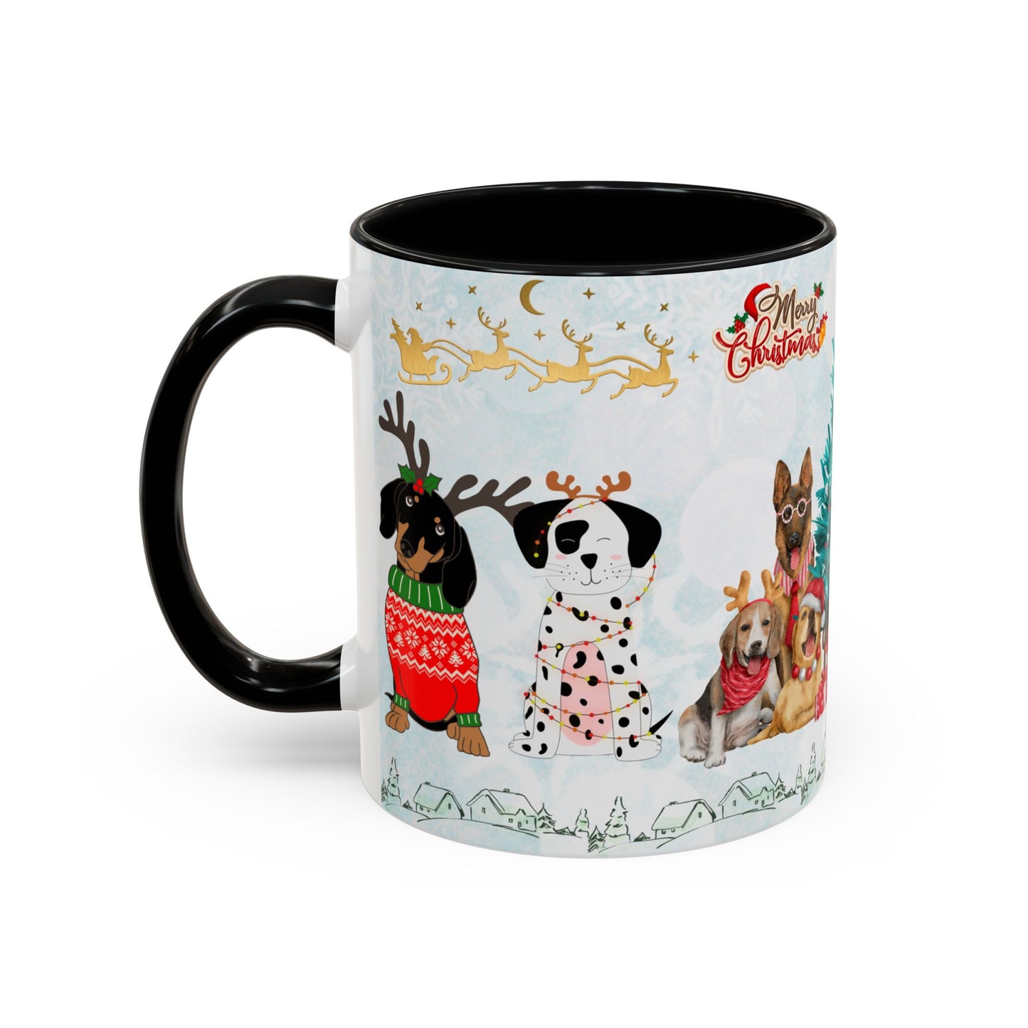 Merry Christmas Dogs - Accent Coffee Mug (11, 15oz)