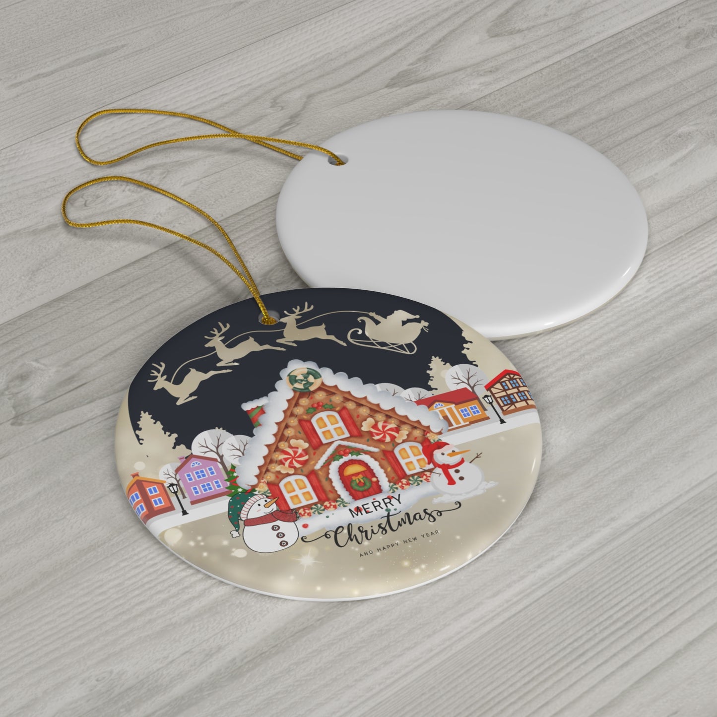 Christmas House - Ceramic Ornament, 4 Shapes