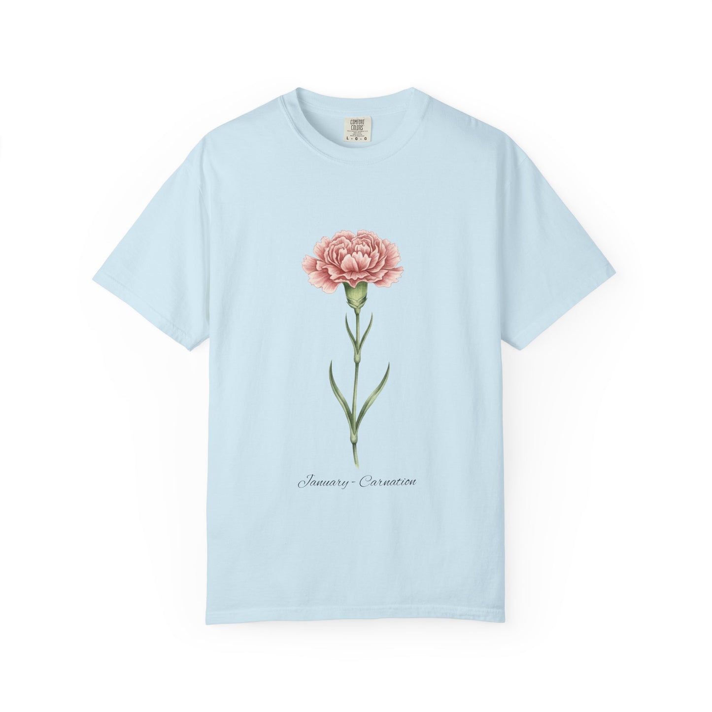 January Birth Flower Carnation T-Shirt – Heavyweight Garment-Dyed Tee - 14686
