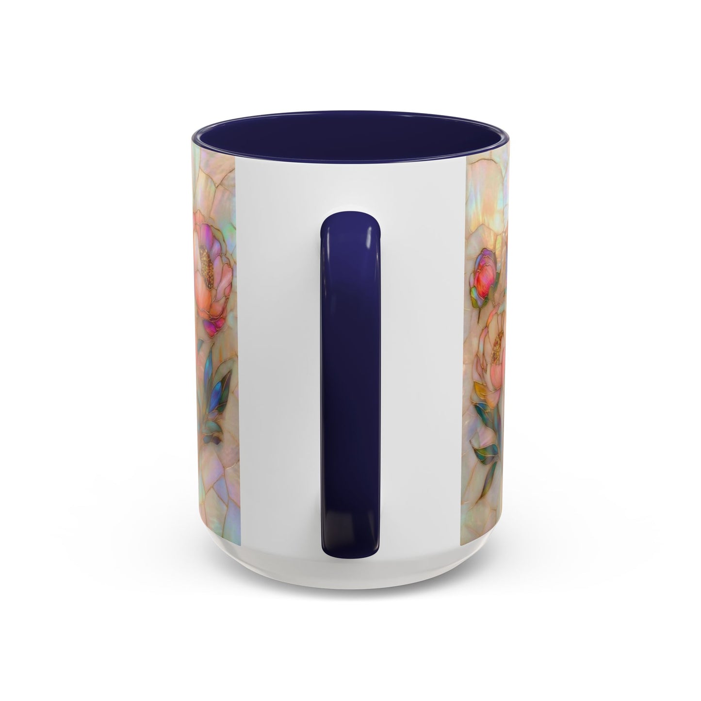 Peony Stained Glass Accent Coffee Mug – Floral Art 11/15oz - 14519