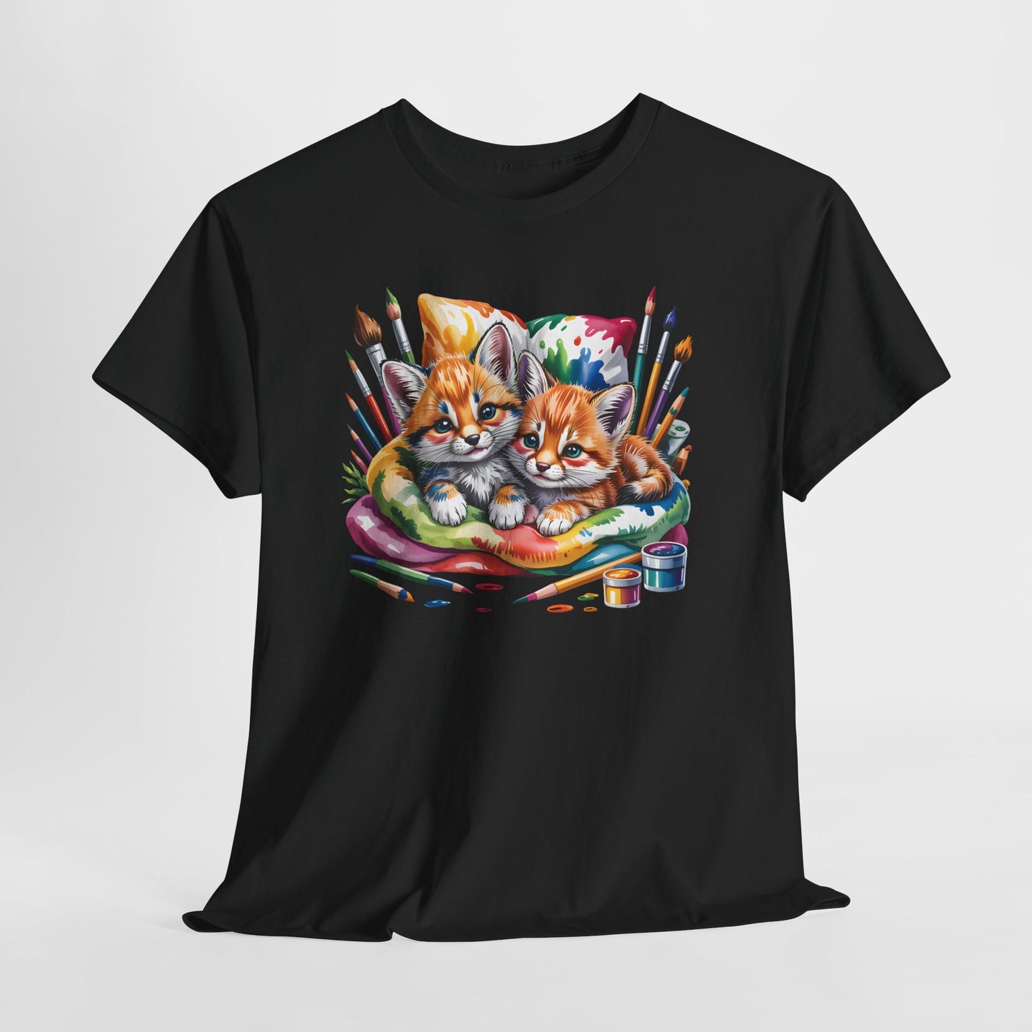 Artist Kittens T-Shirt — Cute Painting Cats Graphic Tee, Cat Lover Gift - 14866