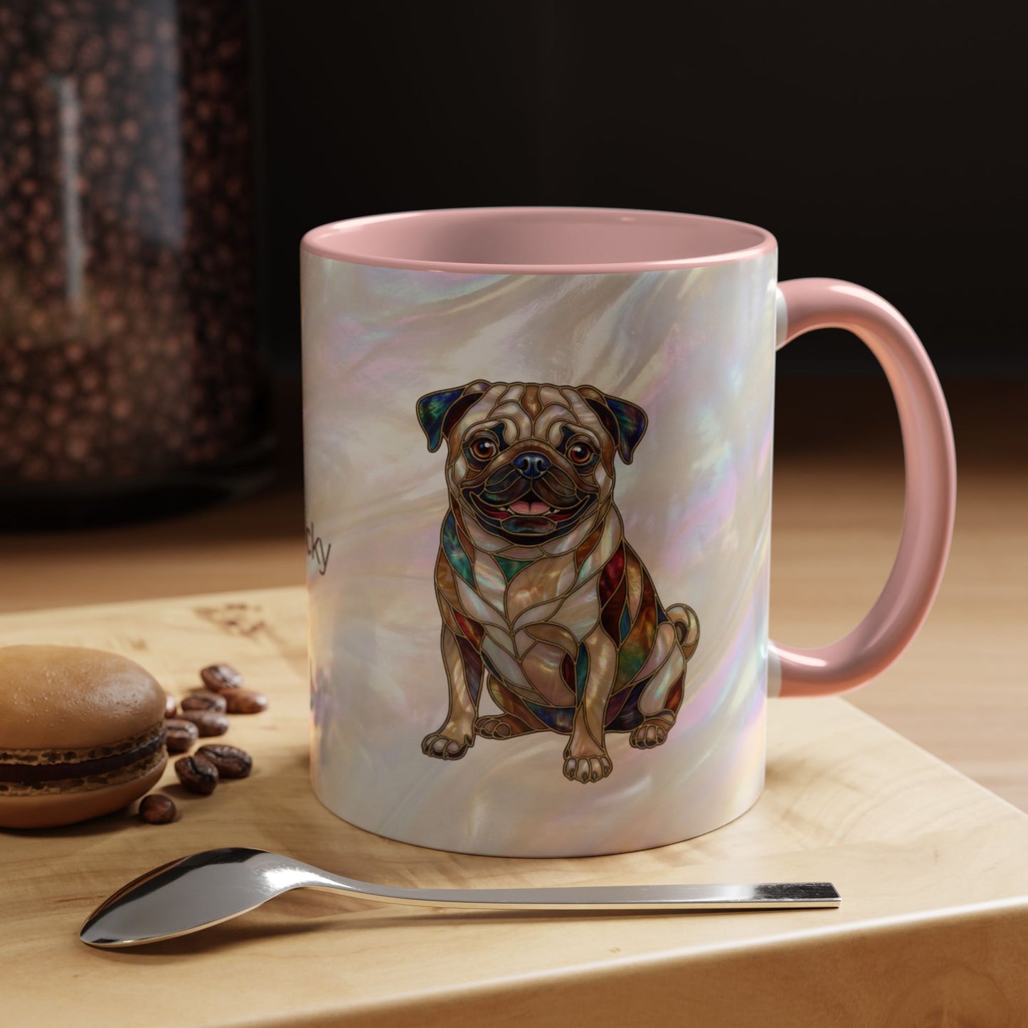 Pug Accent Coffee Mug –  Stained Glass Design (11/15oz) - 14547