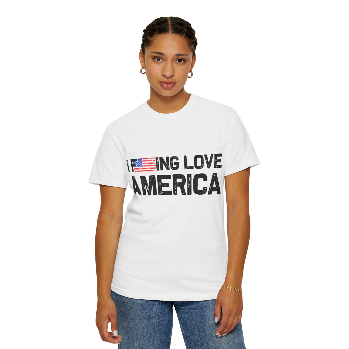 Unisex T-Shirt with Patriotic Love for America, Casual Tee, Independence Day Gift, Love America Shirt, Gift for Patriot - 13654