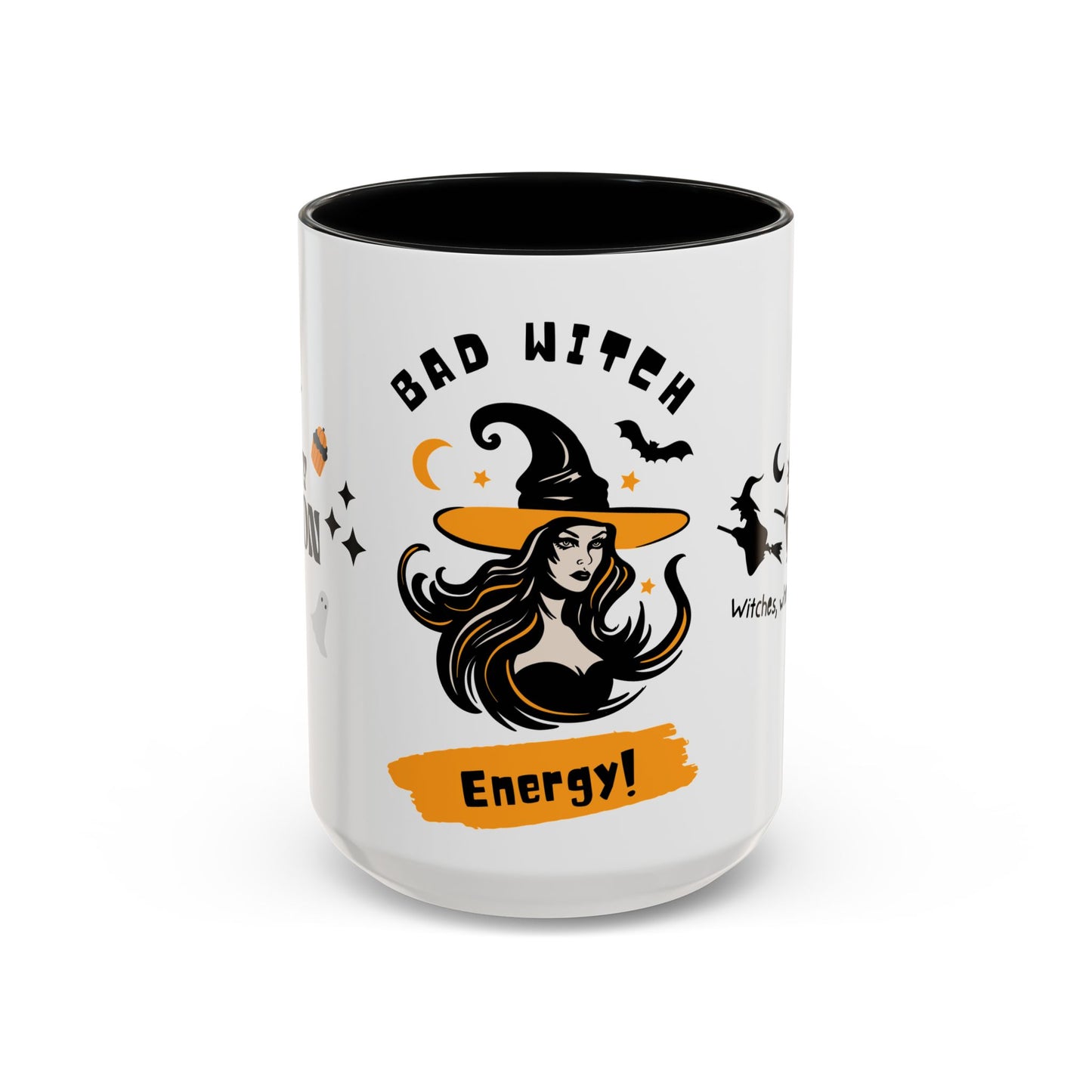 Bad Witch Energy - Accent Coffee Mug (11, 15oz) | 11 oz,11oz,15 oz,15oz,accent mug,Coffee Mugs,Halloween,Home & Living,Kitchen,Mugs,Spring Essentials,two tone,White base