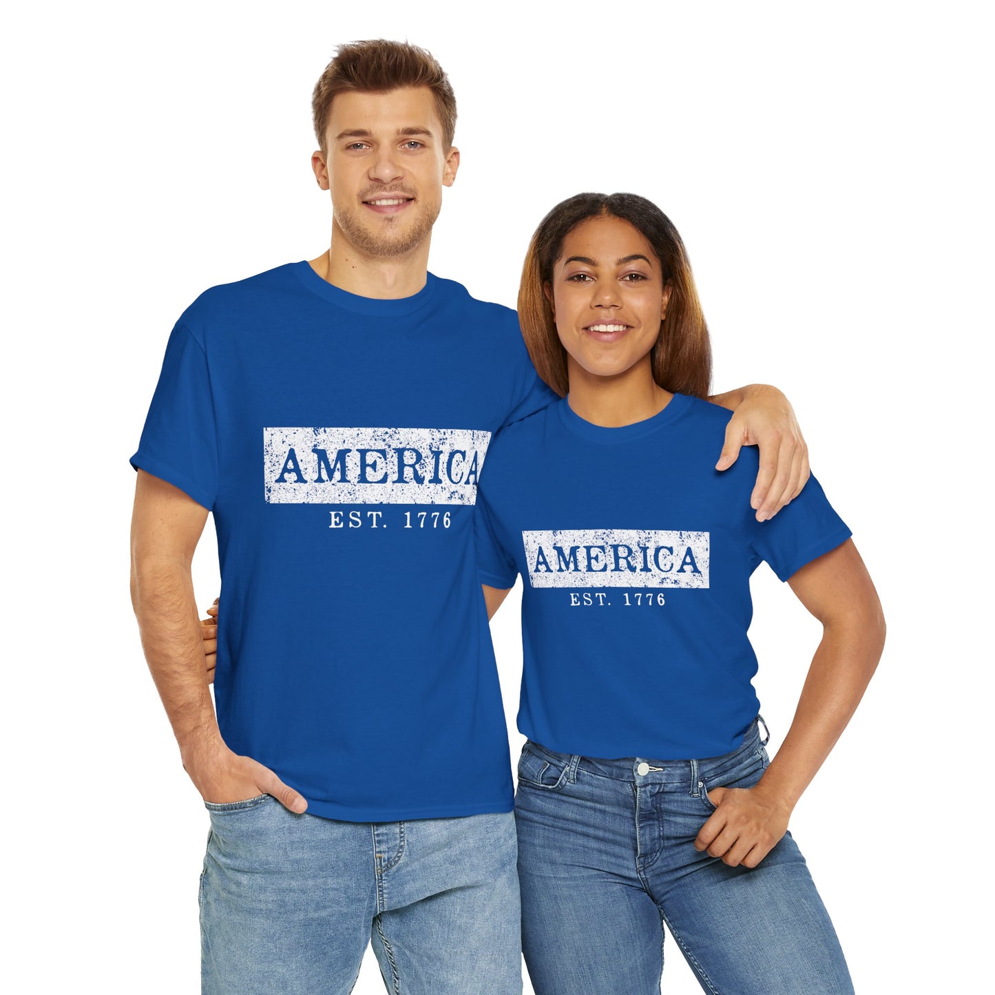 Patriotic Unisex Tee - America EST 1776, Vintage Style Shirt, Independence Day Gift, Casual Wear, Gifts for Him/Her - 13736