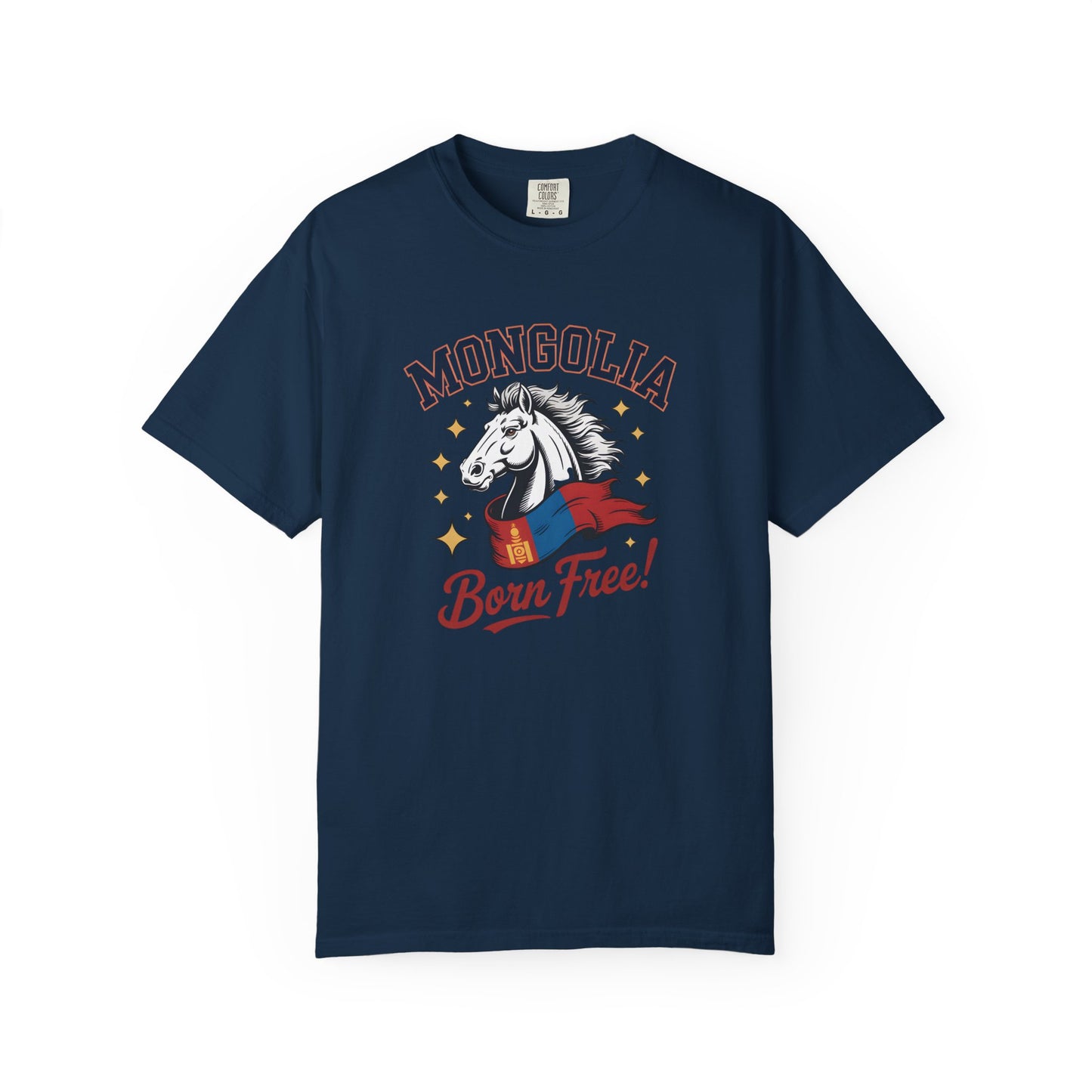 Born Free Mongolia Horse T-Shirt – Patriotic Mongolian Pride Graphic Tee for Men & Women - 14805