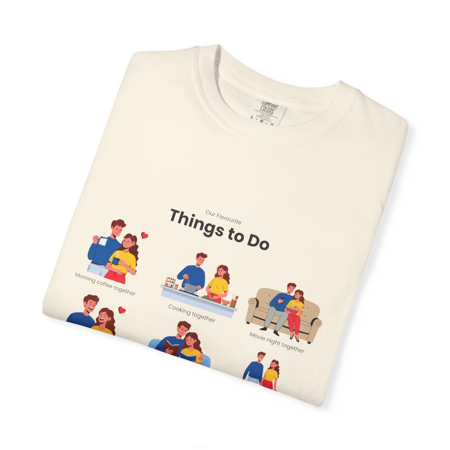 Our Favourite Things to Do Together – Personalised Valentine’s Illustration T-Shirt Gift - 14722
