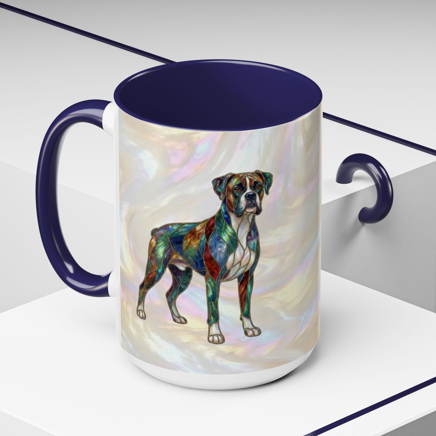 Boxer Accent Coffee Mug -Stained Glass Style (11/15oz) - 14621