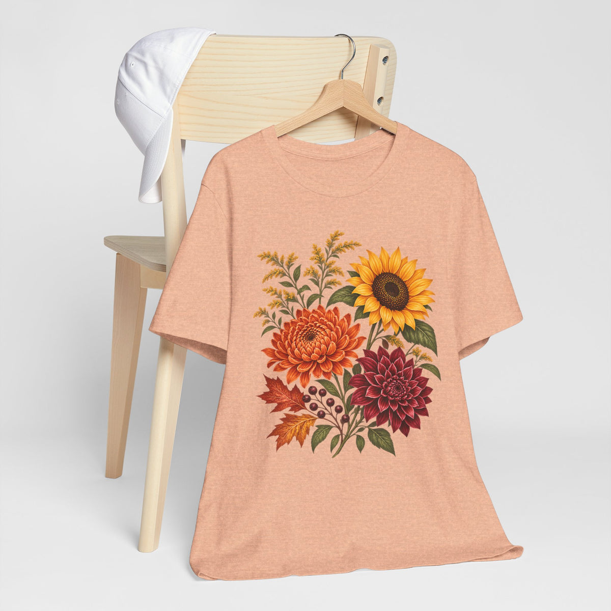 Autumn Wildflower Bouquet T-Shirt, Vintage Botanical Floral Tee - 14565