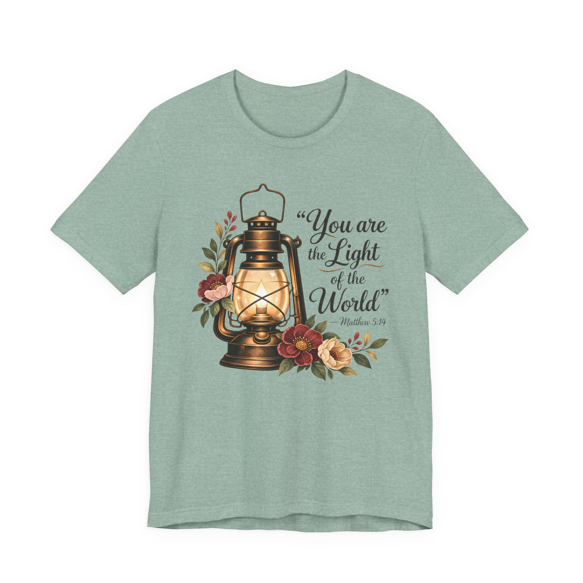You Are the Light of the World T-Shirt, Vintage Floral Lantern Christian Tee - 14555