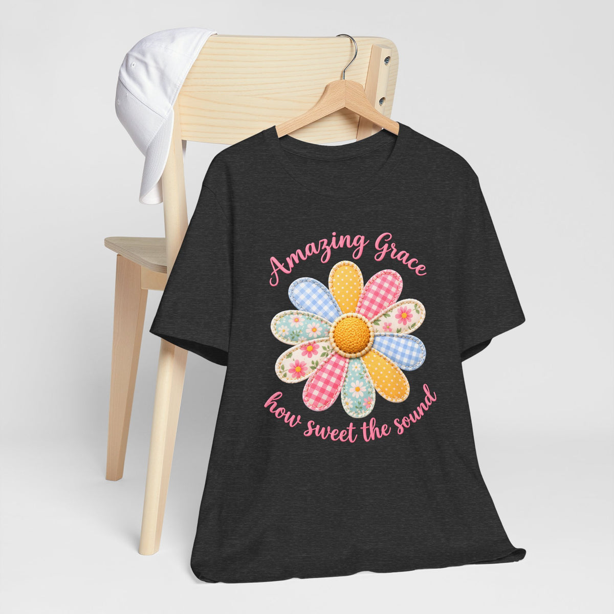Amazing Grace Daisy T-Shirt, “How Sweet the Sound” Floral Christian Tee - 14992