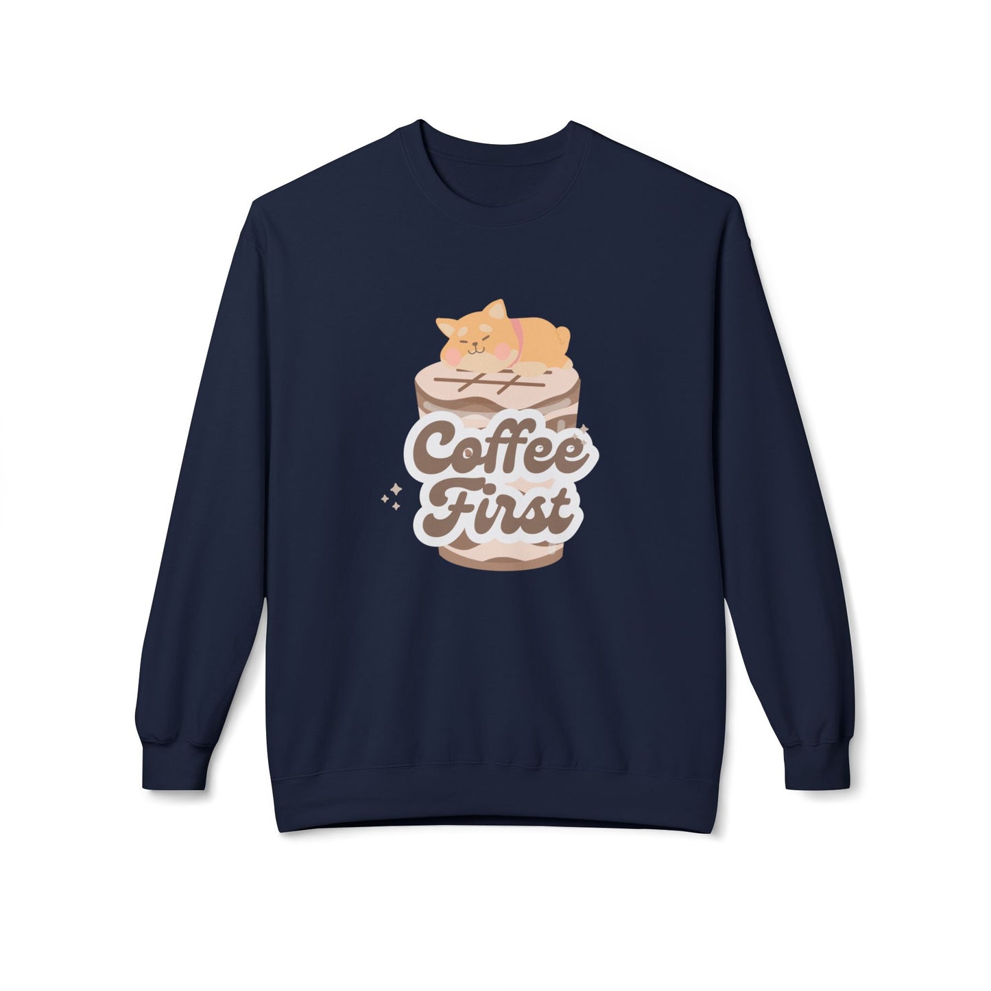 Coffee First - Unisex Midweight Softstyle Fleece Crewneck Sweatshirt - 11344