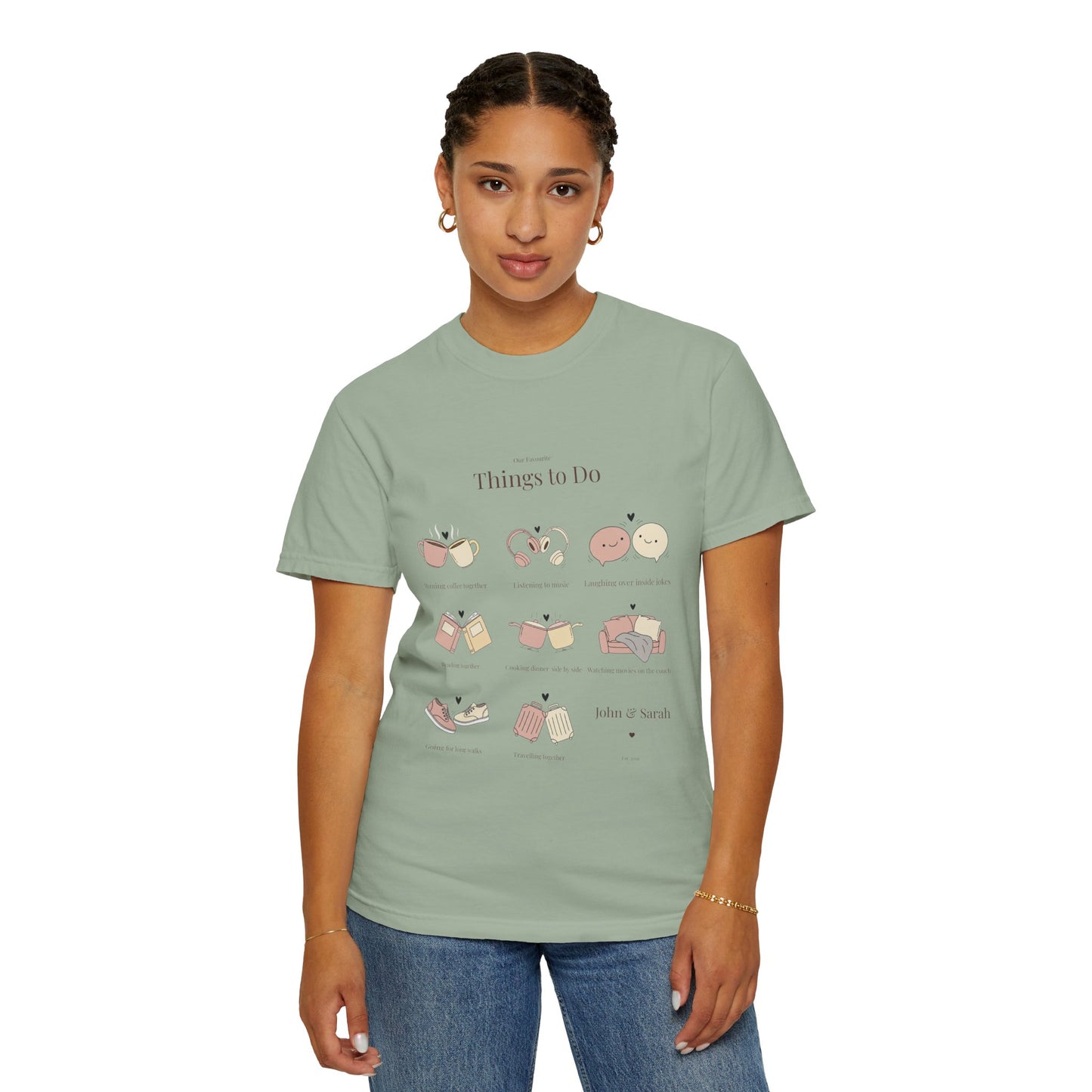 Our Favourite Things to Do Together – Personalised Valentine’s Illustration T-Shirt Gift - 14720