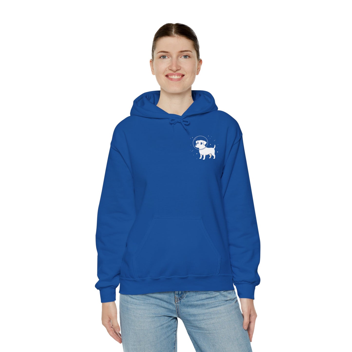 Dog in Space Hoodie – Space Puppy Graphic Hooded Sweatshirt, Unisex Heavy Blend™ - 14679