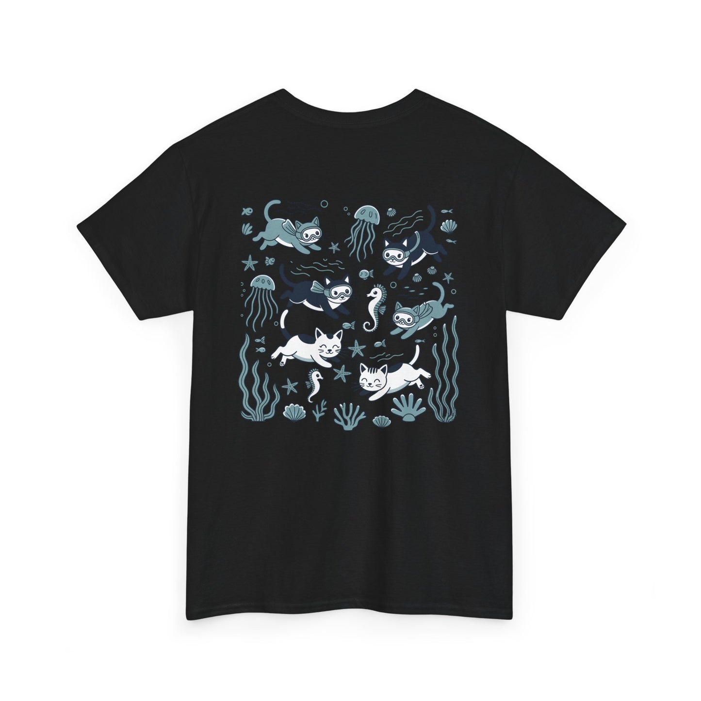Sea Cats T-Shirt — Cute Underwater Cat Graphic Tee, Ocean Cat Lover Gift - 14869