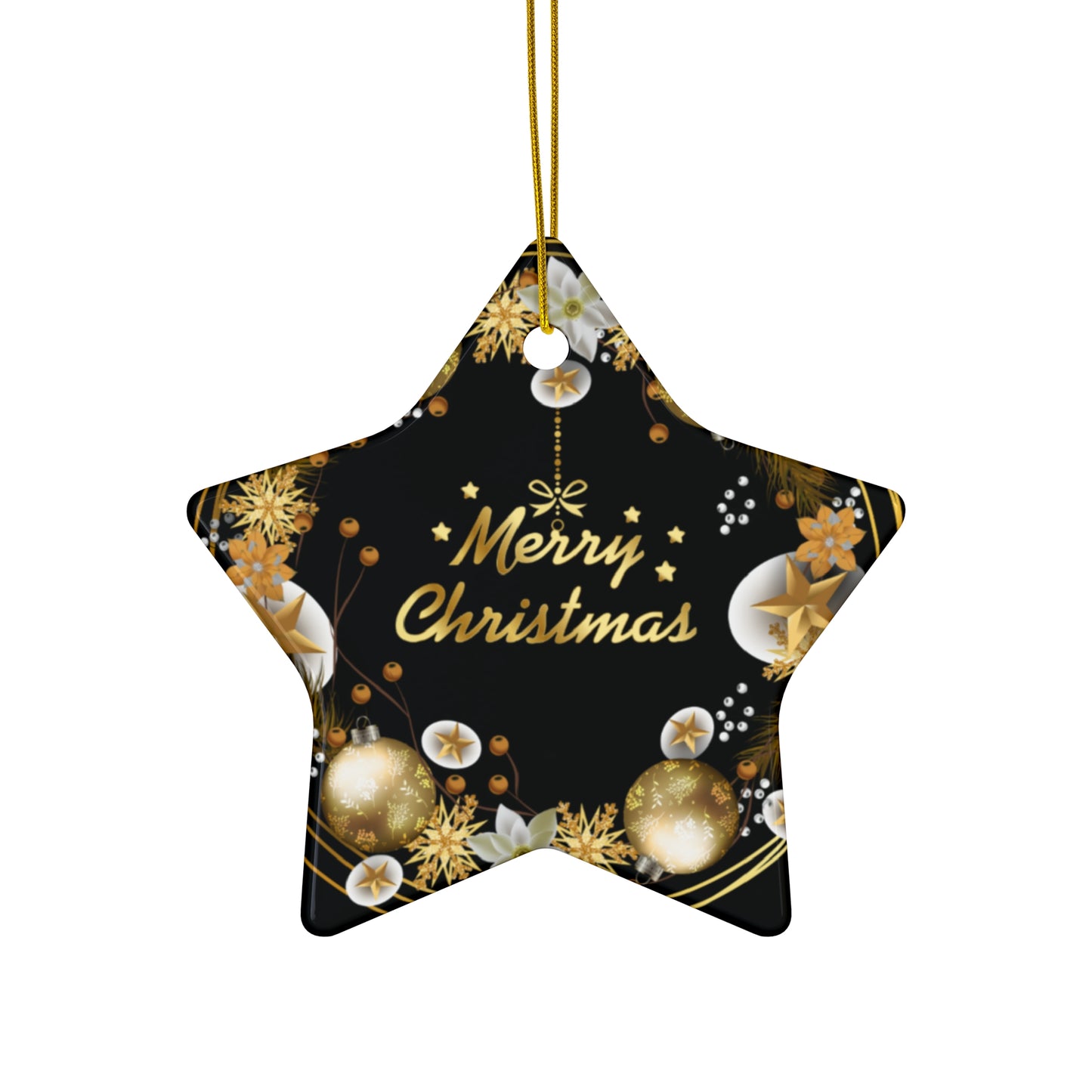 Merry Christmas - Ceramic Ornament, 4 Shapes