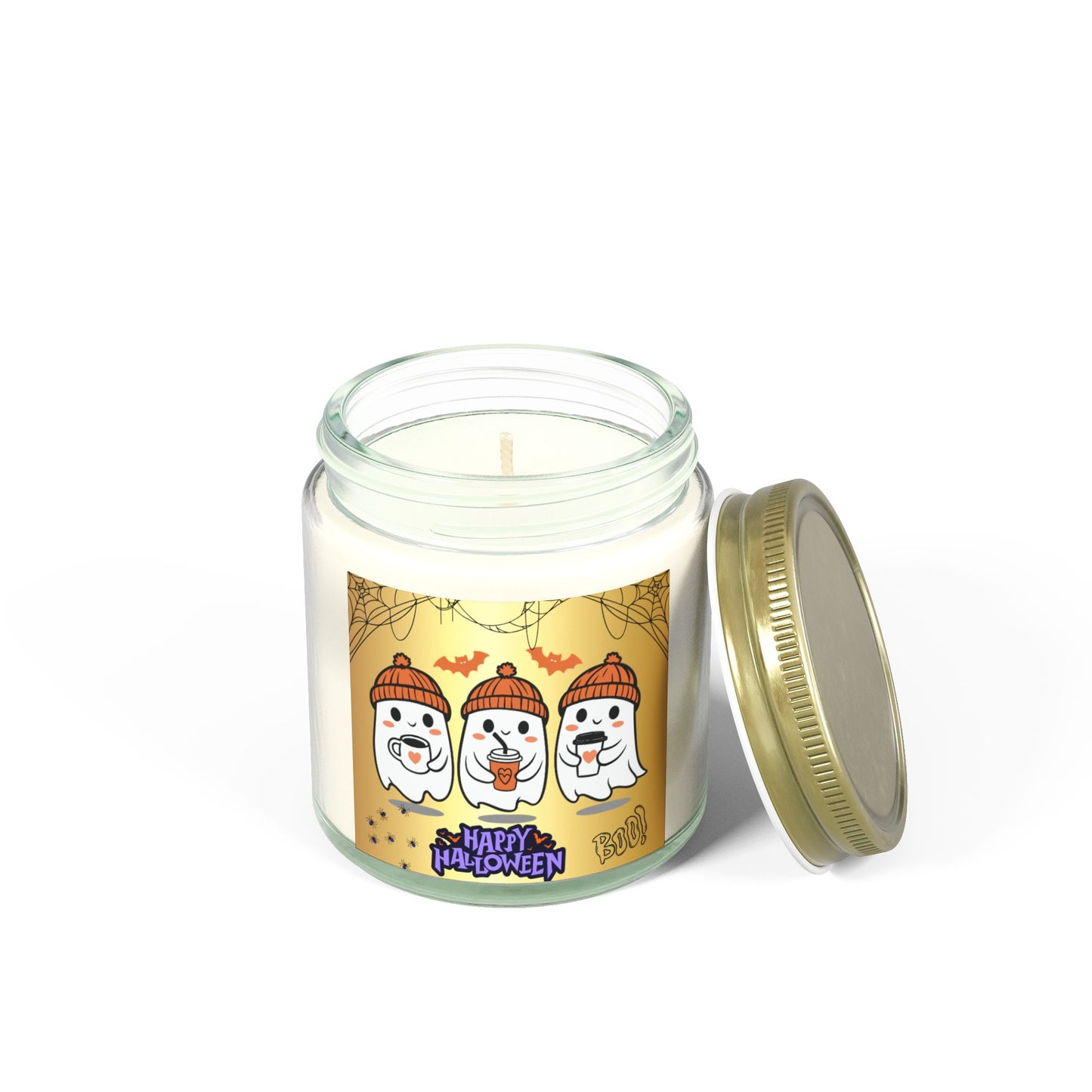 Cute Halloween Ghosts - Scented Candles, Coconut Apricot Wax (4oz, 9oz)