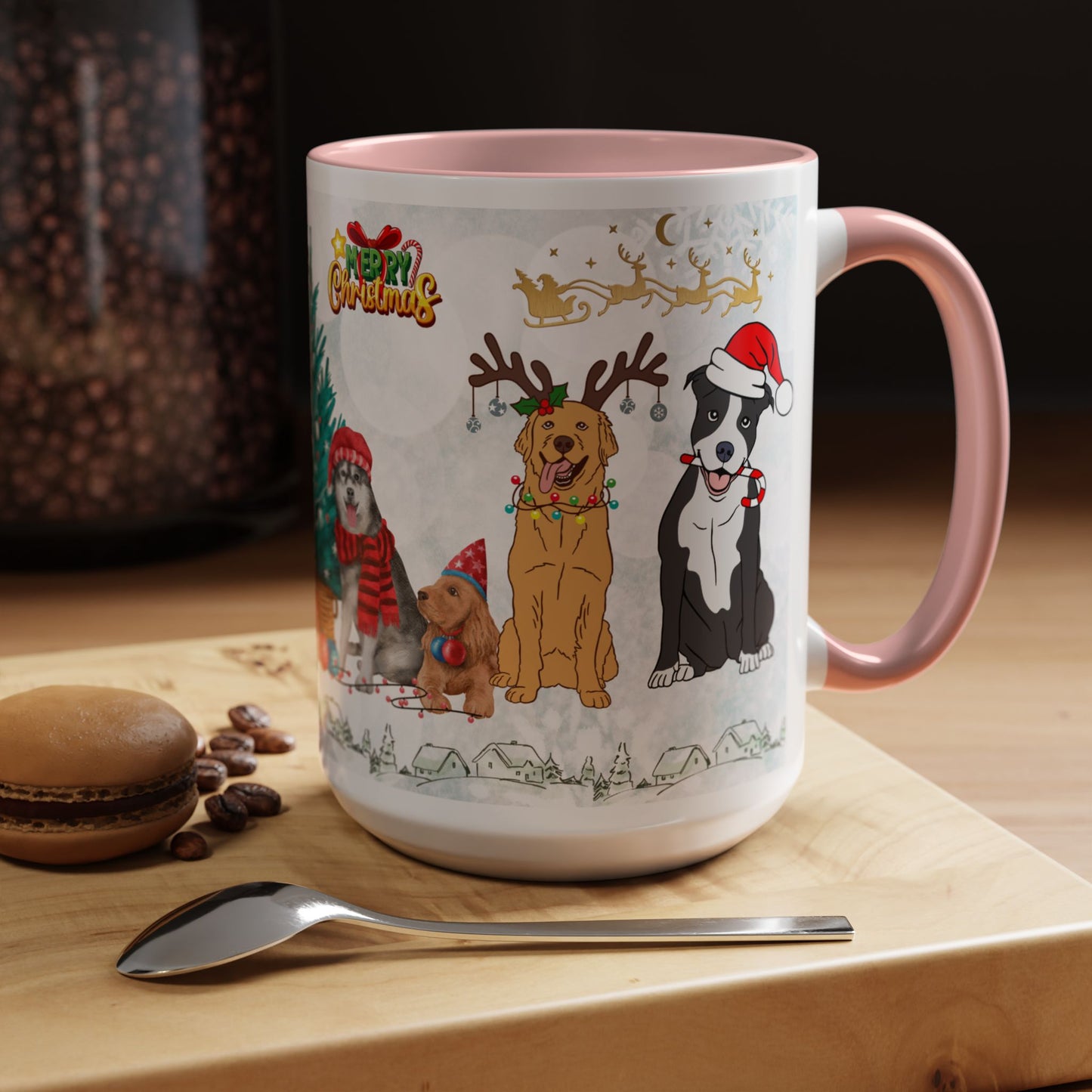 Merry Christmas Dogs - Accent Coffee Mug (11, 15oz)