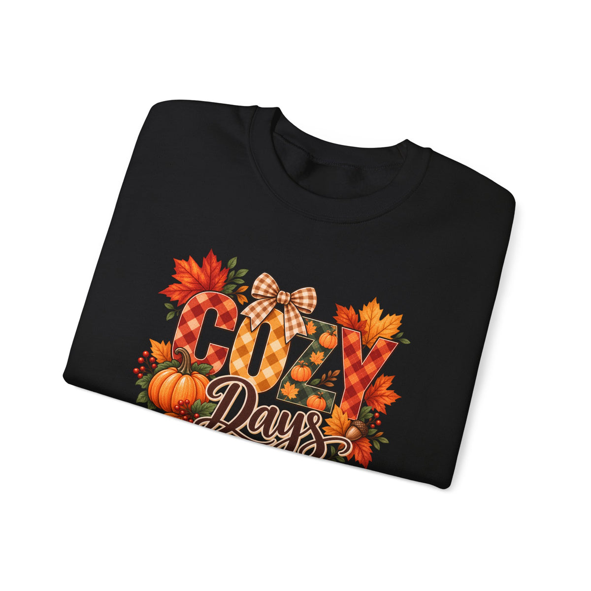 Cozy Days Sweatshirt,  Fall Pumpkin & Plaid Crewneck - 14525
