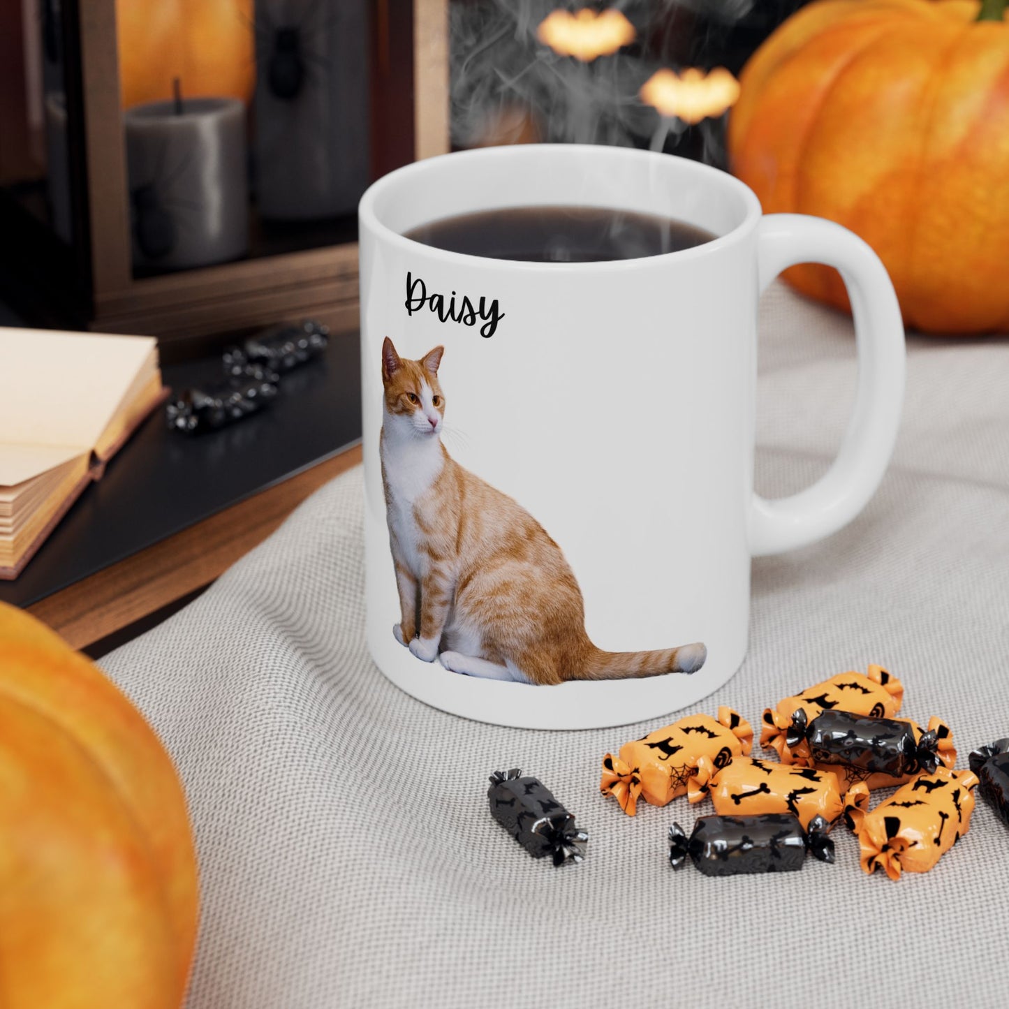 Personalized Cat Design Ceramic Mug, Custom Pet Mug, Gift for Cat Lovers, Cat Owner Coffee Cup, Cute Animal Mug - 14201