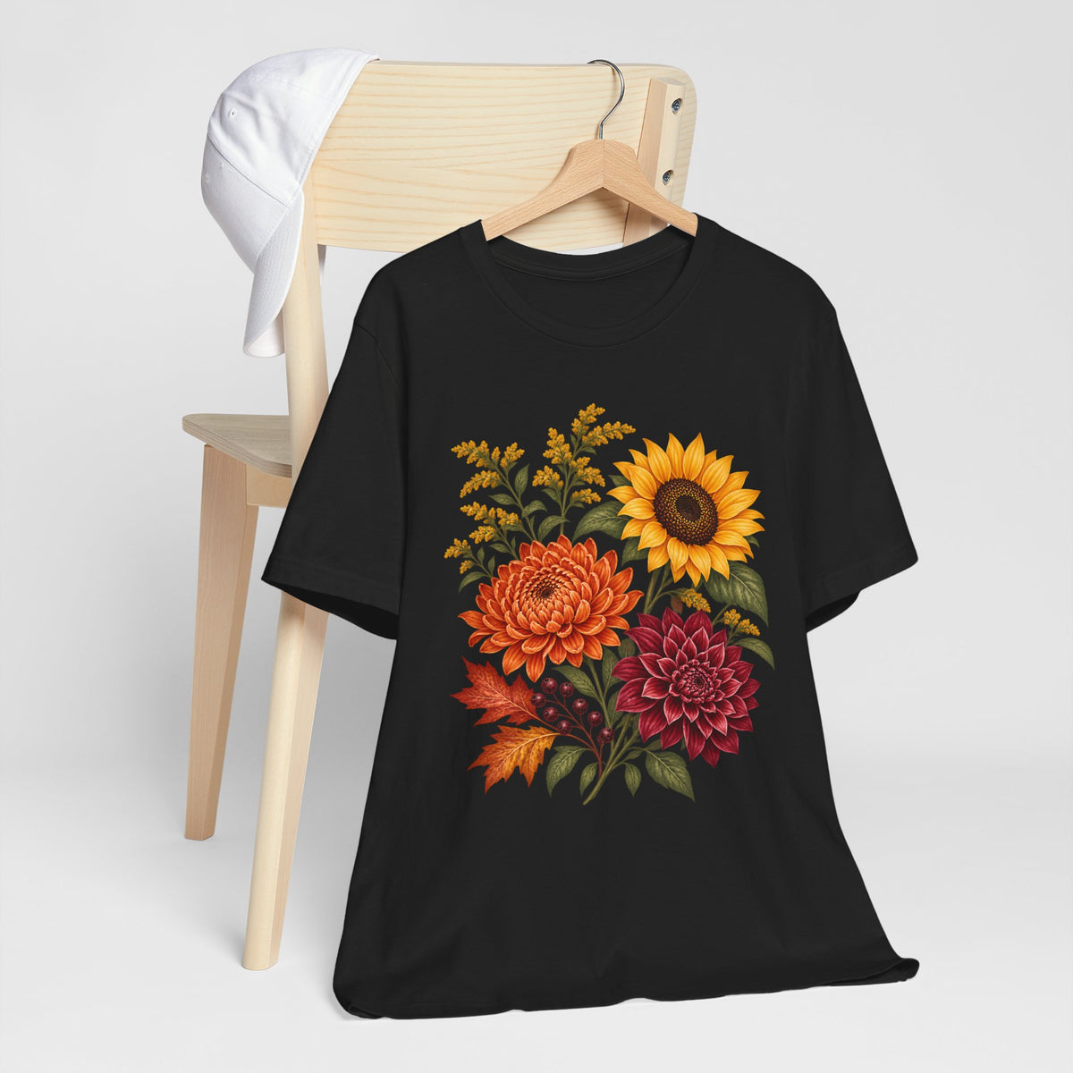 Autumn Wildflower Bouquet T-Shirt, Vintage Botanical Floral Tee - 14565