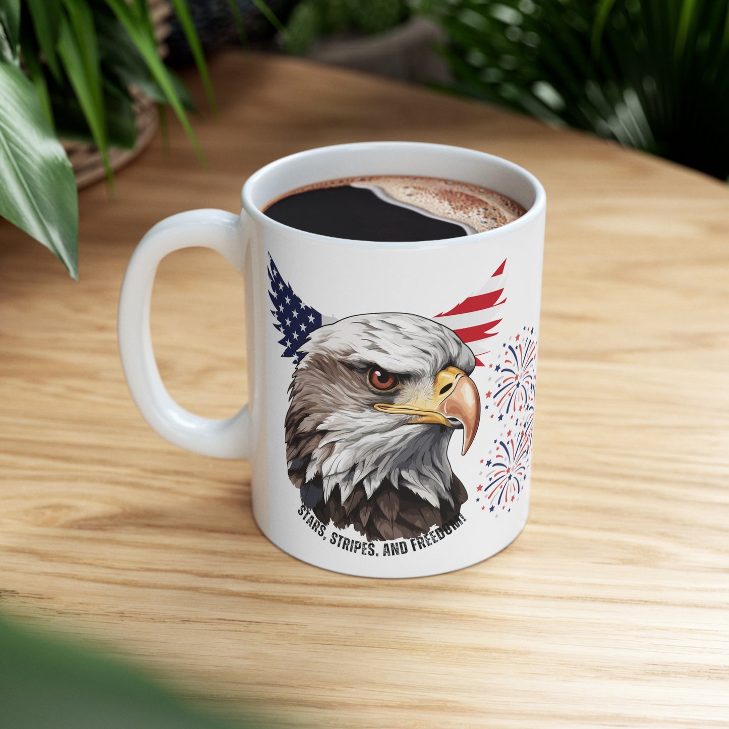 July 4, Eagle - Ceramic Mug, (11oz, 15oz)