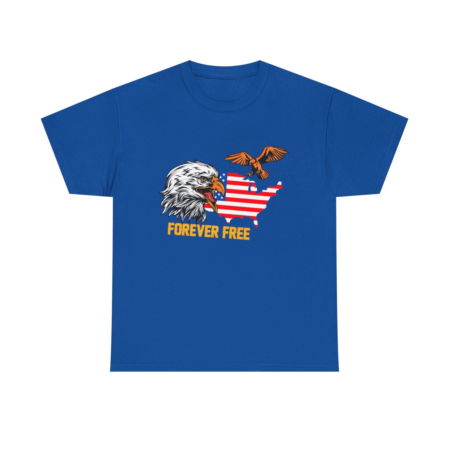 Unisex Heavy Cotton Tee with "Forever Free" Design - Perfect for Patriotic Events, July 4th Celebrations, Gifts, Summer Wear, Casual Outfits - 13692