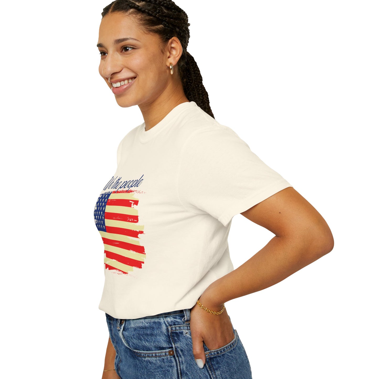 Patriotic Garment-Dyed T-Shirt - We the People, Independence Day Gift, Casual Wear, Constitution Day, Freedom Apparel - 13691