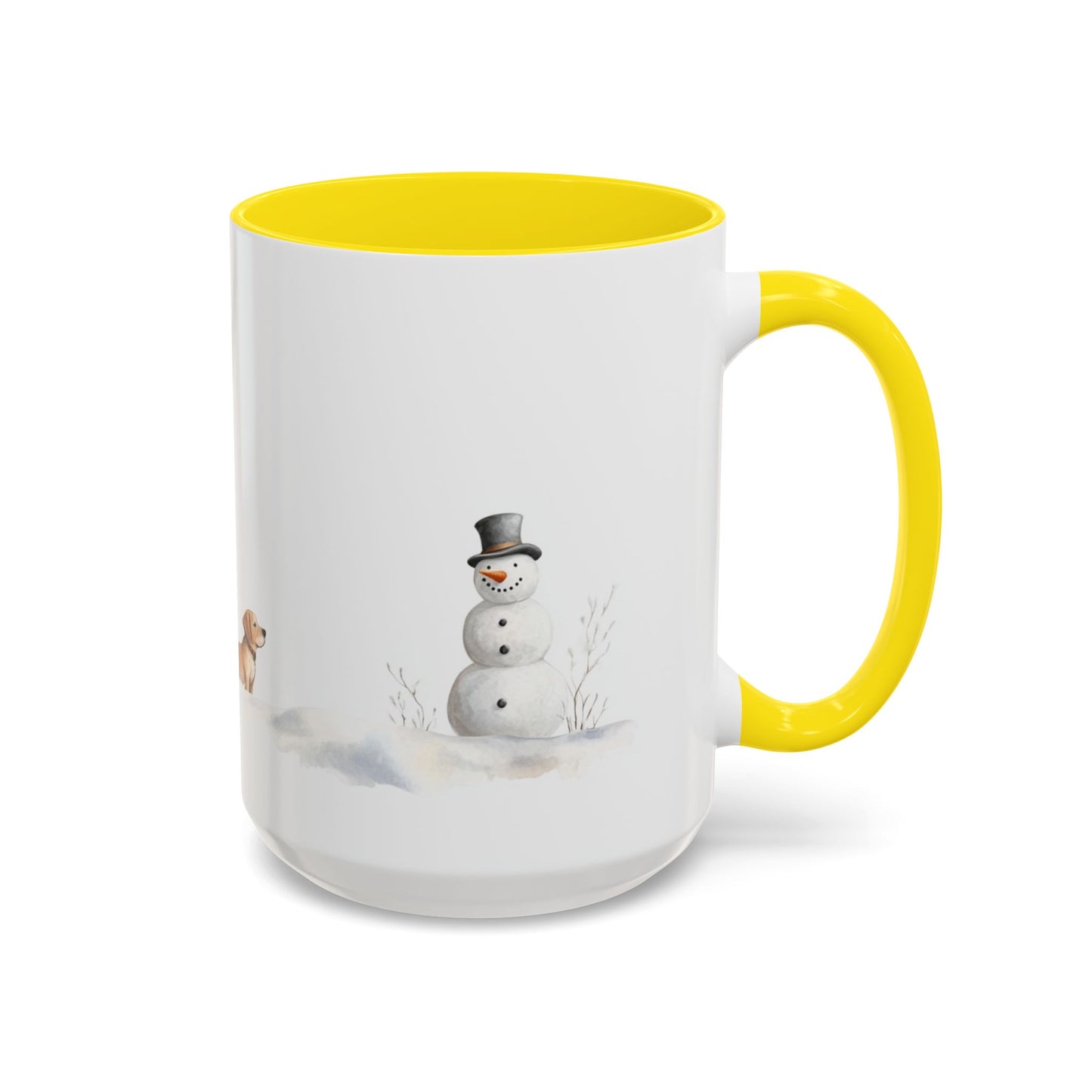 Winter Tree, Snowman & Puppy - Accent Coffee Mug (11, 15oz) - 10404