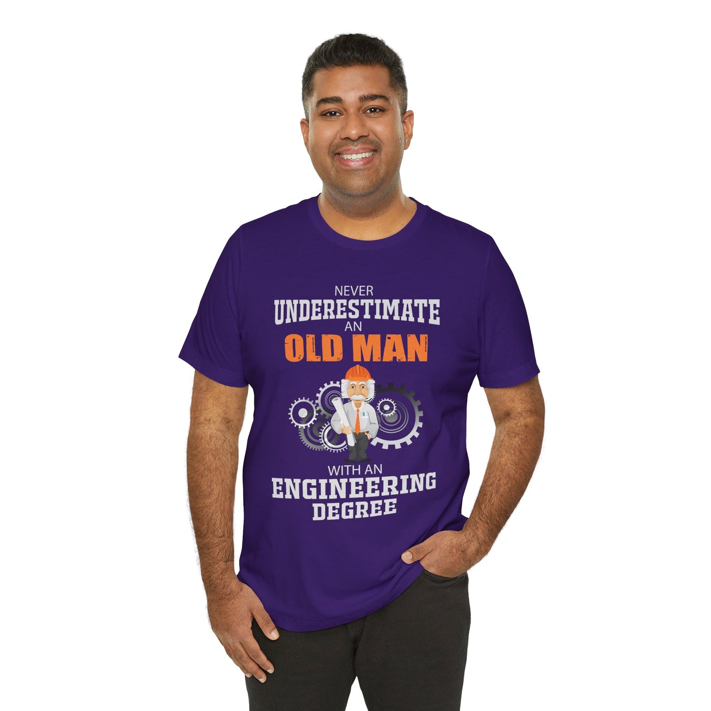 Engineer: Never Underestimate An Old Man With An Engineering Degree - Jersey Short Sleeve Tee - 13571
