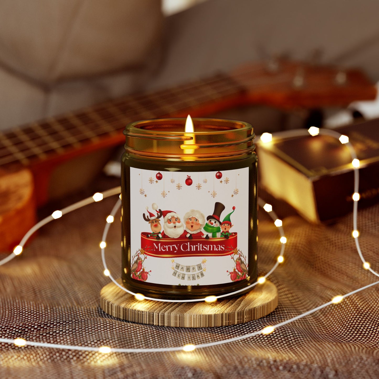 Merry Christmas - Scented Candles, Coconut Apricot Wax (4oz, 9oz)